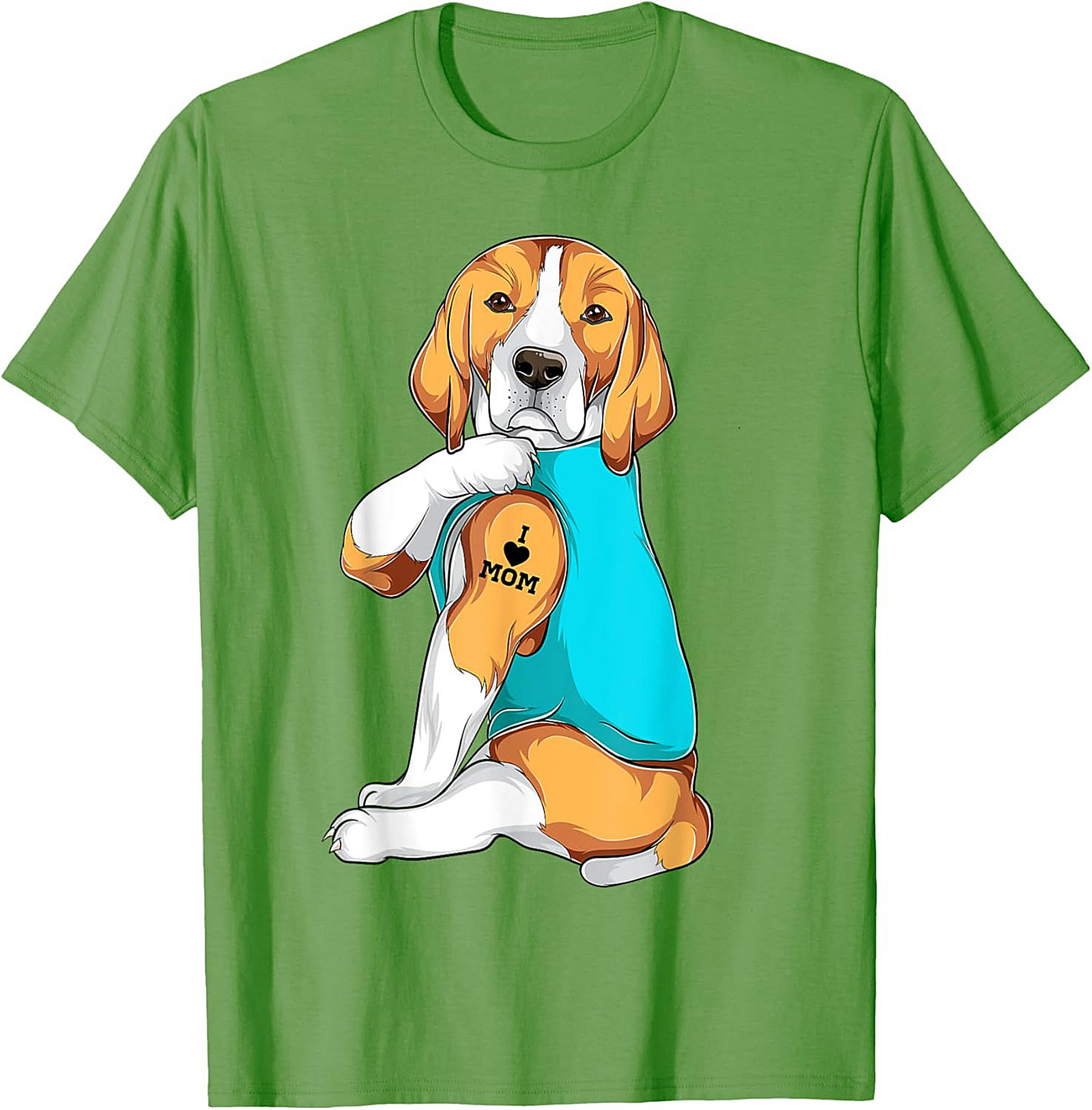 Beagle Dog Mom Tattoo Funny Graphic Tee - I Love Mom Shirt