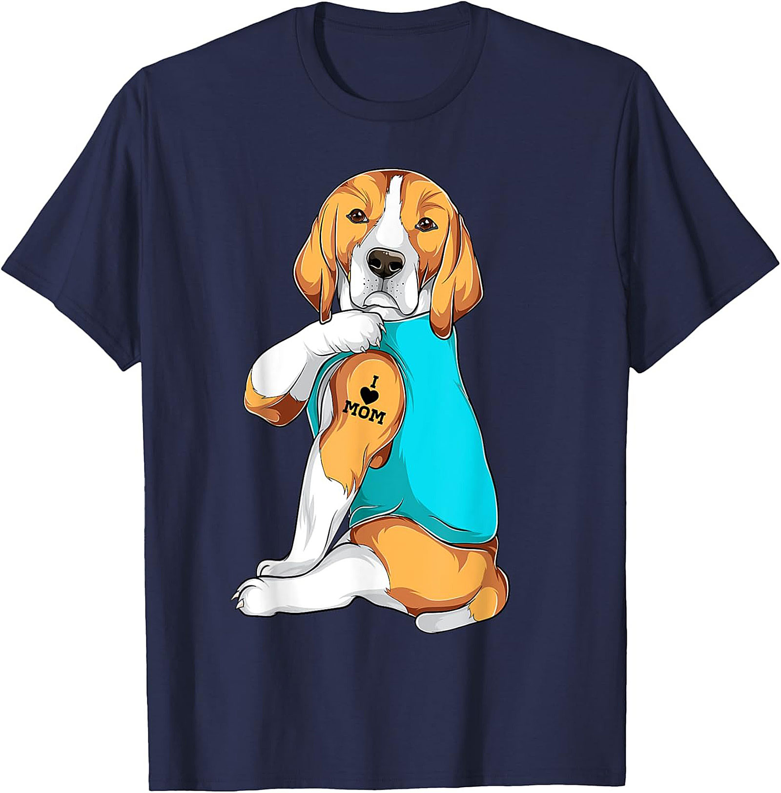 Beagle Dog Mom Tattoo Funny Graphic Tee - I Love Mom Shirt