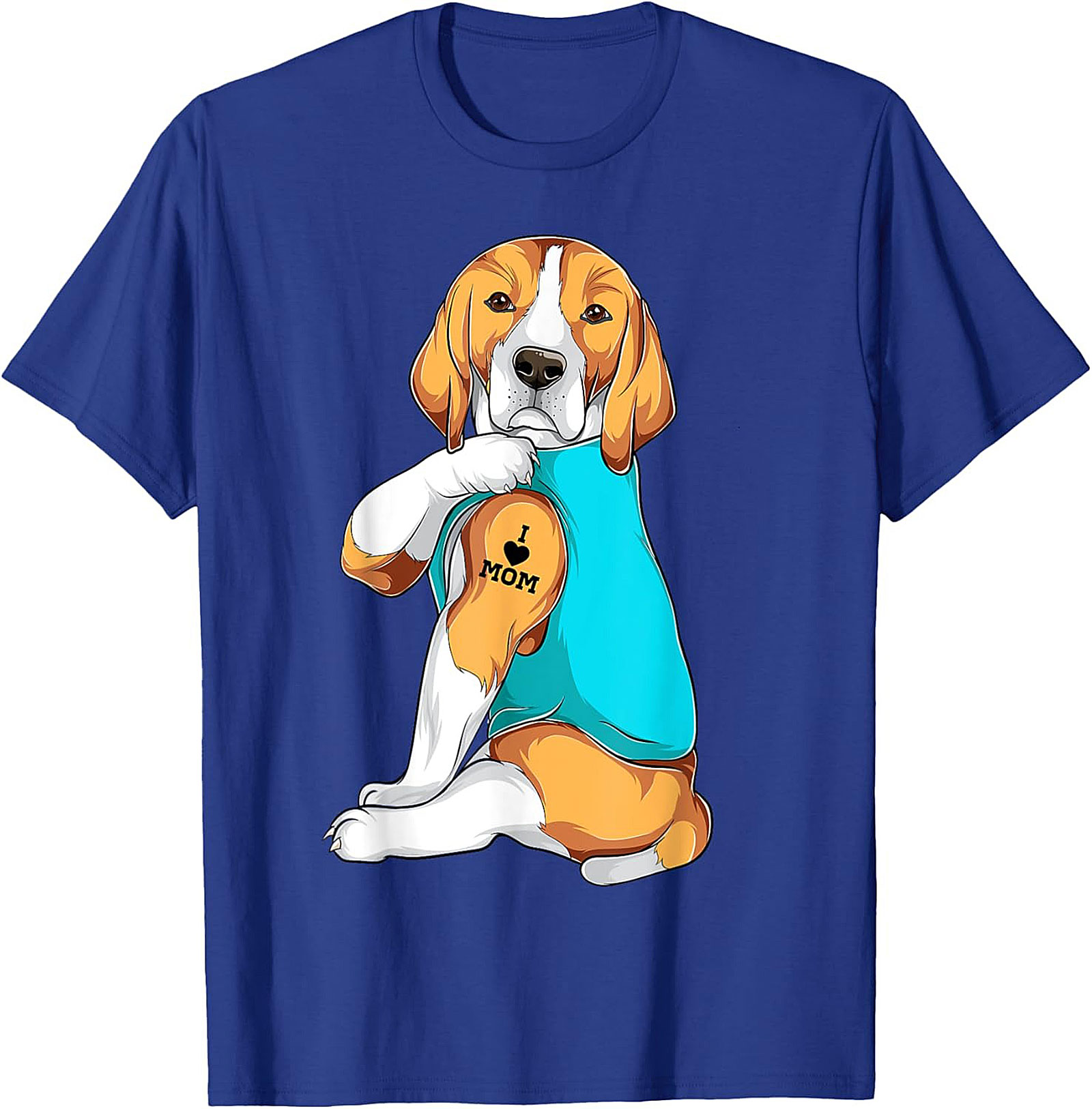 Beagle Dog Mom Tattoo Funny Graphic Tee - I Love Mom Shirt