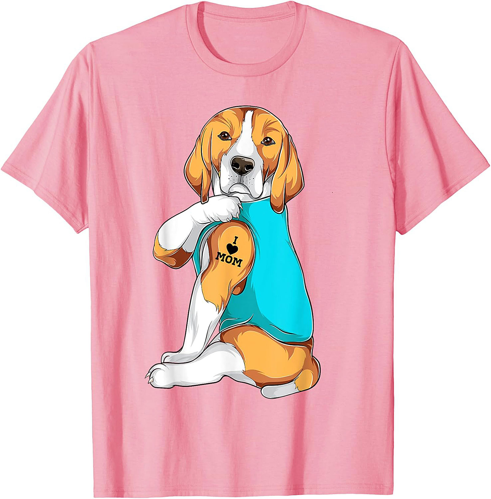 Beagle Dog Mom Tattoo Funny Graphic Tee - I Love Mom Shirt