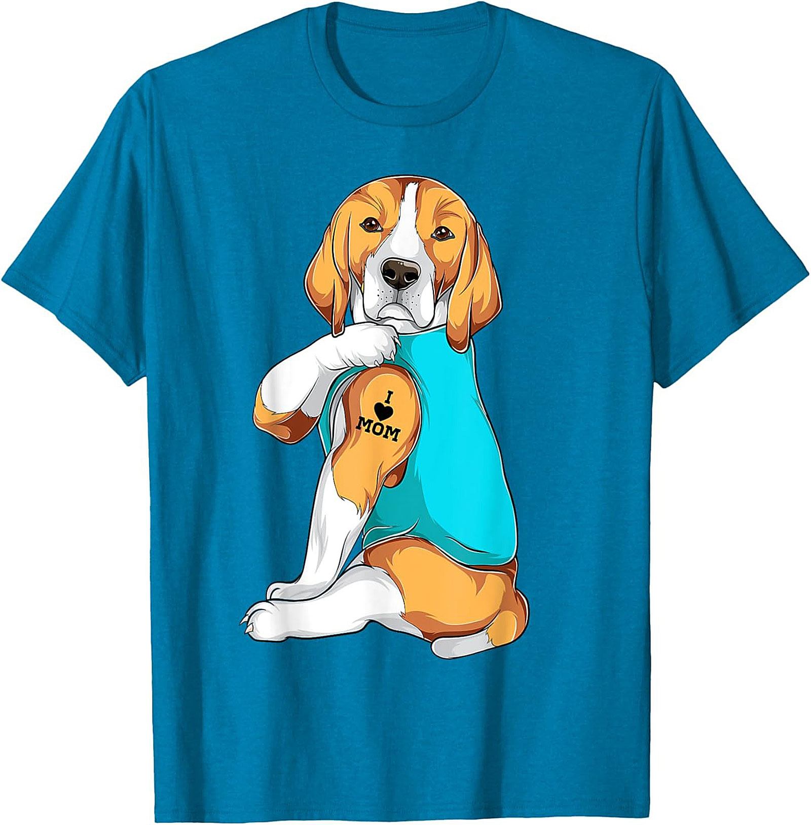 Beagle Dog Mom Tattoo Funny Graphic Tee - I Love Mom Shirt