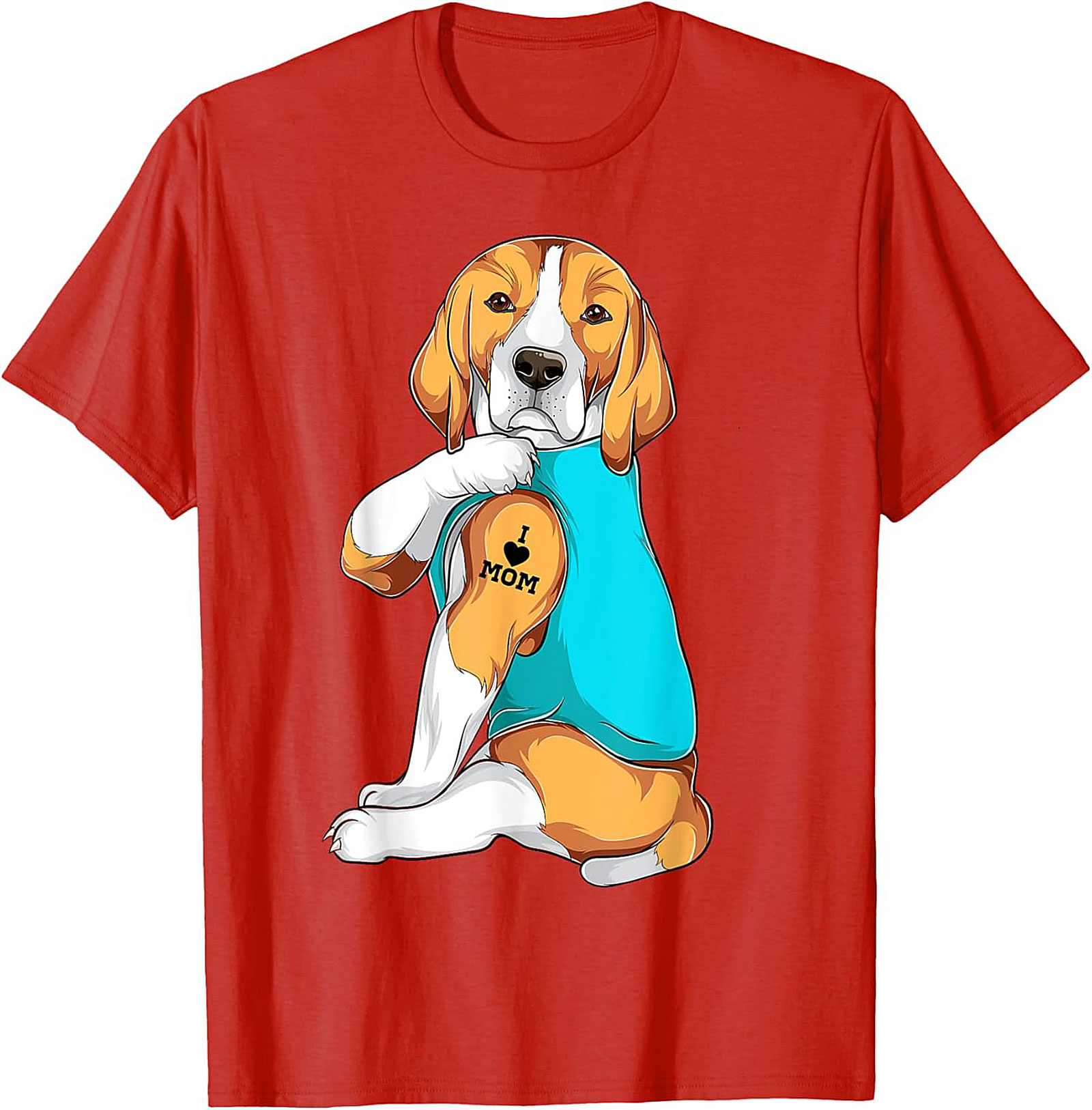 Beagle Dog Mom Tattoo Funny Graphic Tee - I Love Mom Shirt