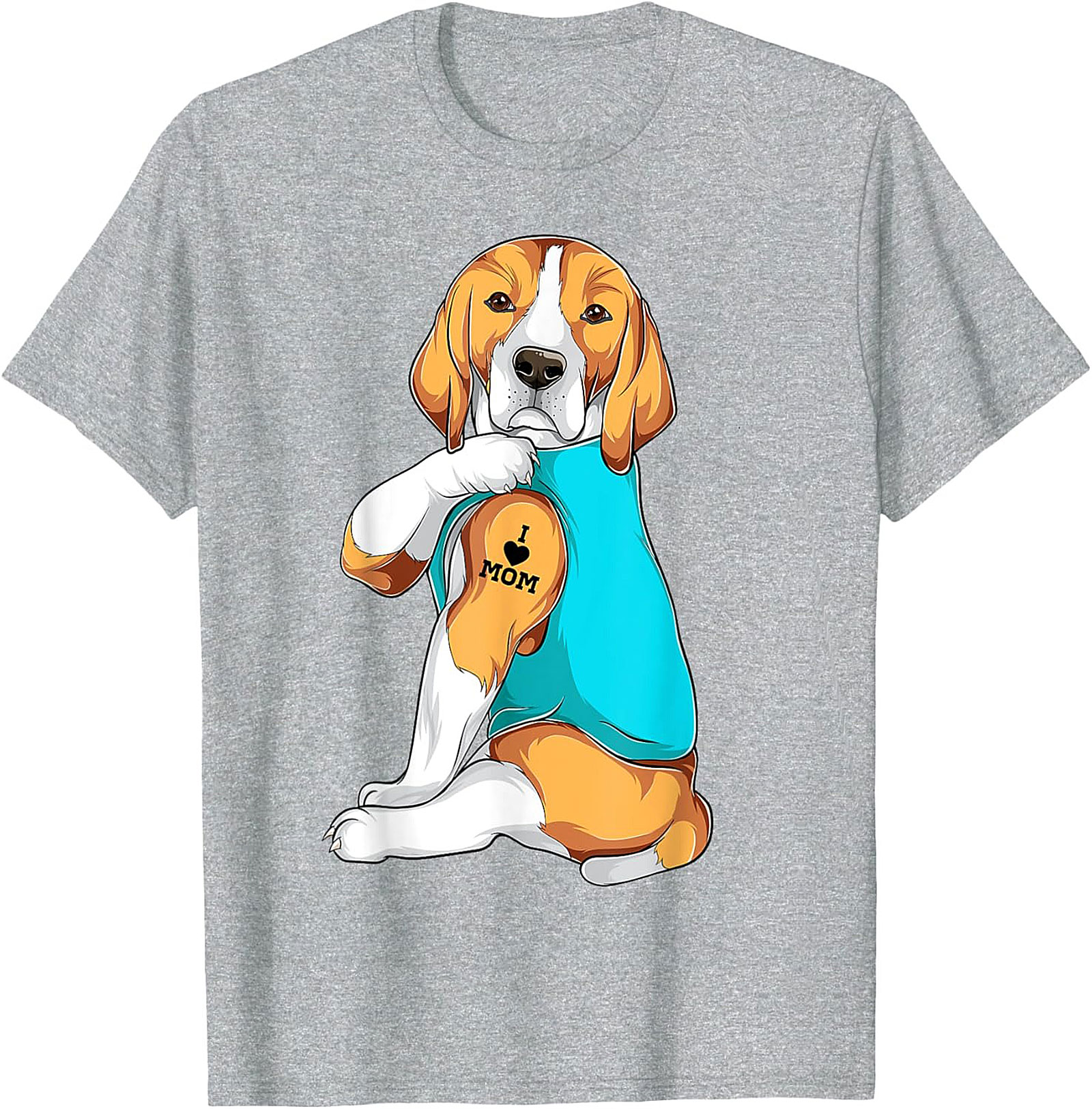 Beagle Dog Mom Tattoo Funny Graphic Tee - I Love Mom Shirt