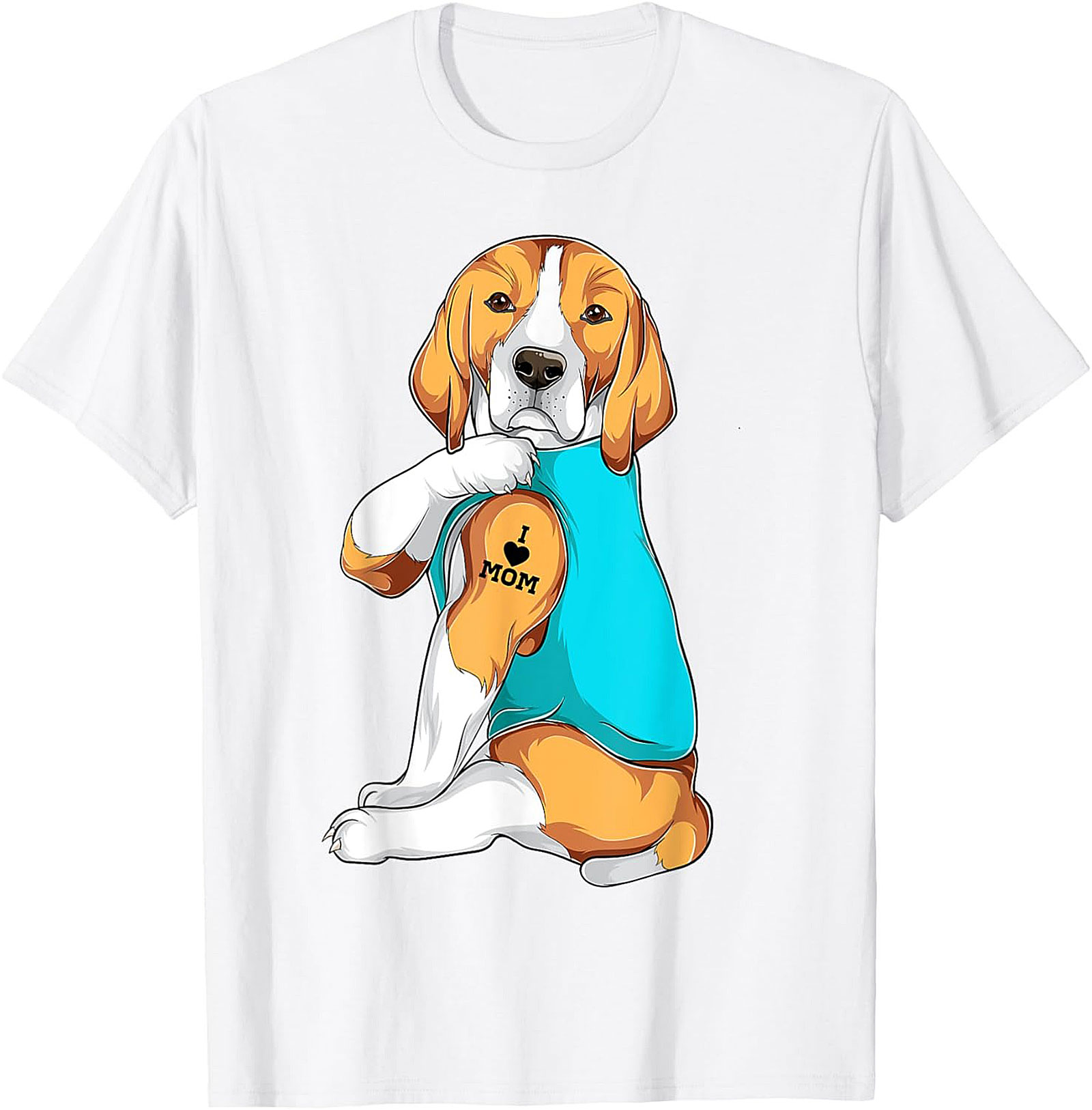 Beagle Dog Mom Tattoo Funny Graphic Tee - I Love Mom Shirt