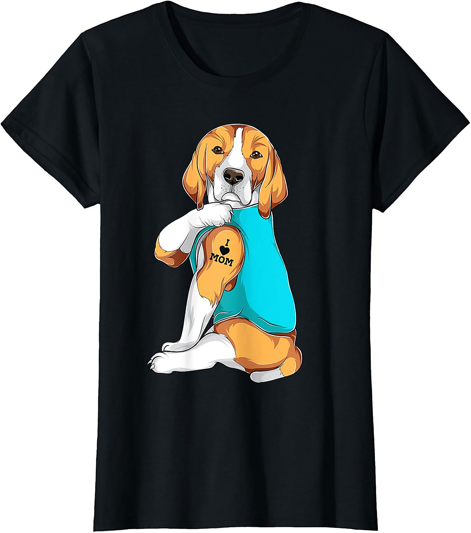 Beagle Dog Mom Tattoo Funny Graphic Tee - I Love Mom Shirt