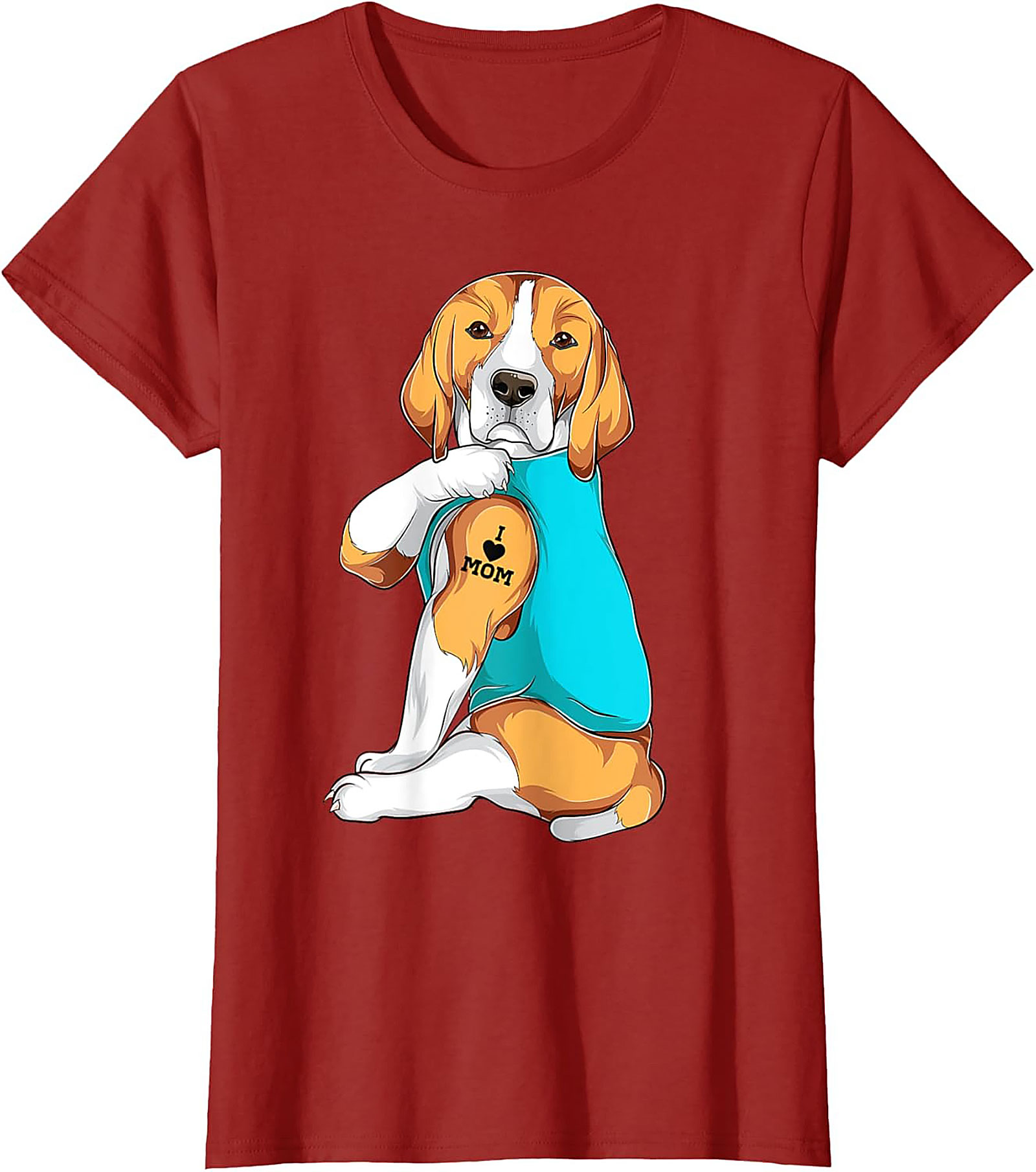 Beagle Dog Mom Tattoo Funny Graphic Tee - I Love Mom Shirt