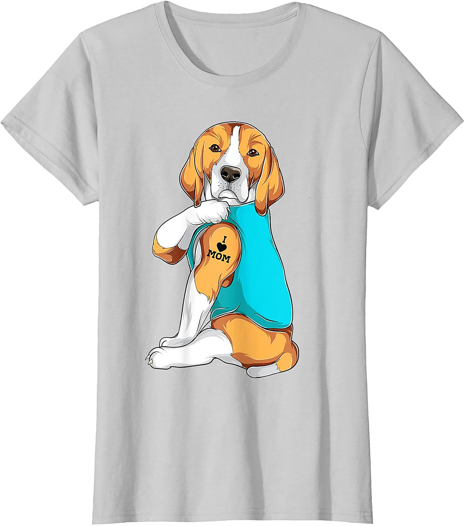 Beagle Dog Mom Tattoo Funny Graphic Tee - I Love Mom Shirt