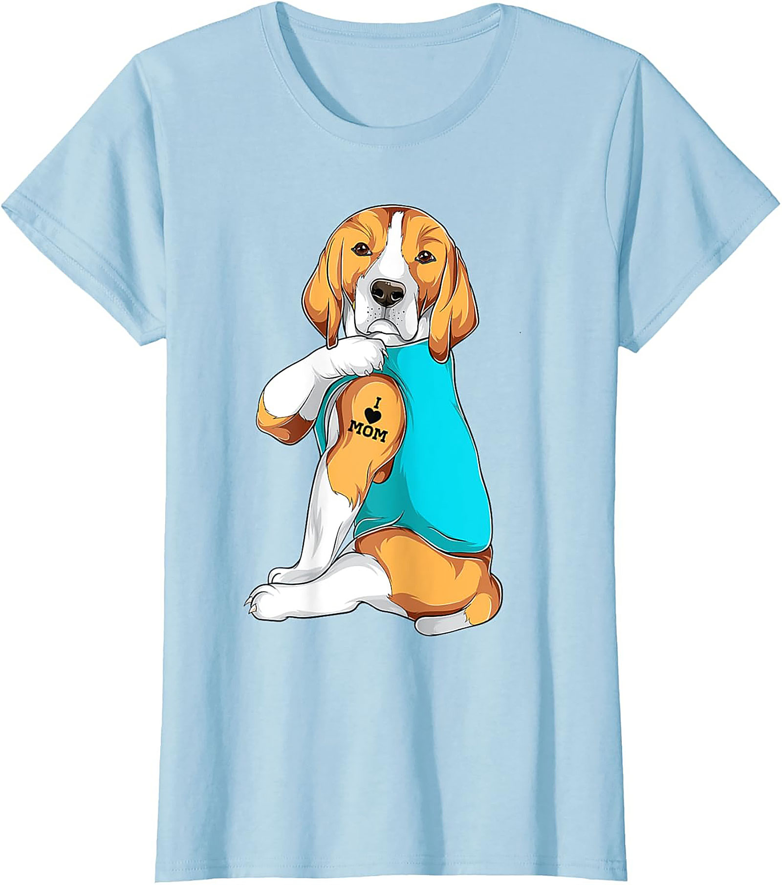 Beagle Dog Mom Tattoo Funny Graphic Tee - I Love Mom Shirt