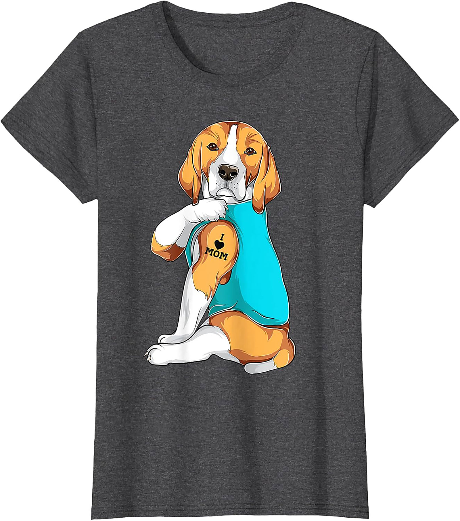 Beagle Dog Mom Tattoo Funny Graphic Tee - I Love Mom Shirt