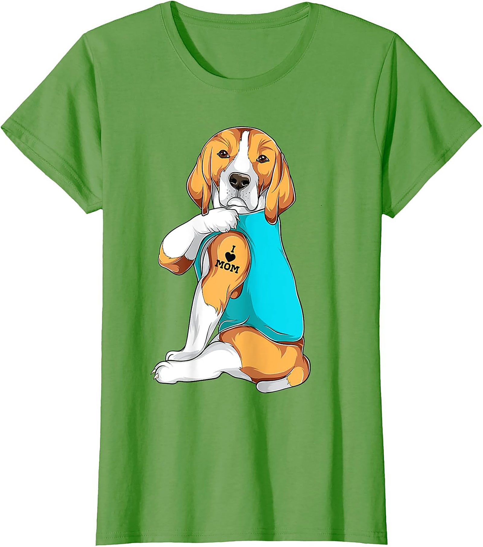 Beagle Dog Mom Tattoo Funny Graphic Tee - I Love Mom Shirt