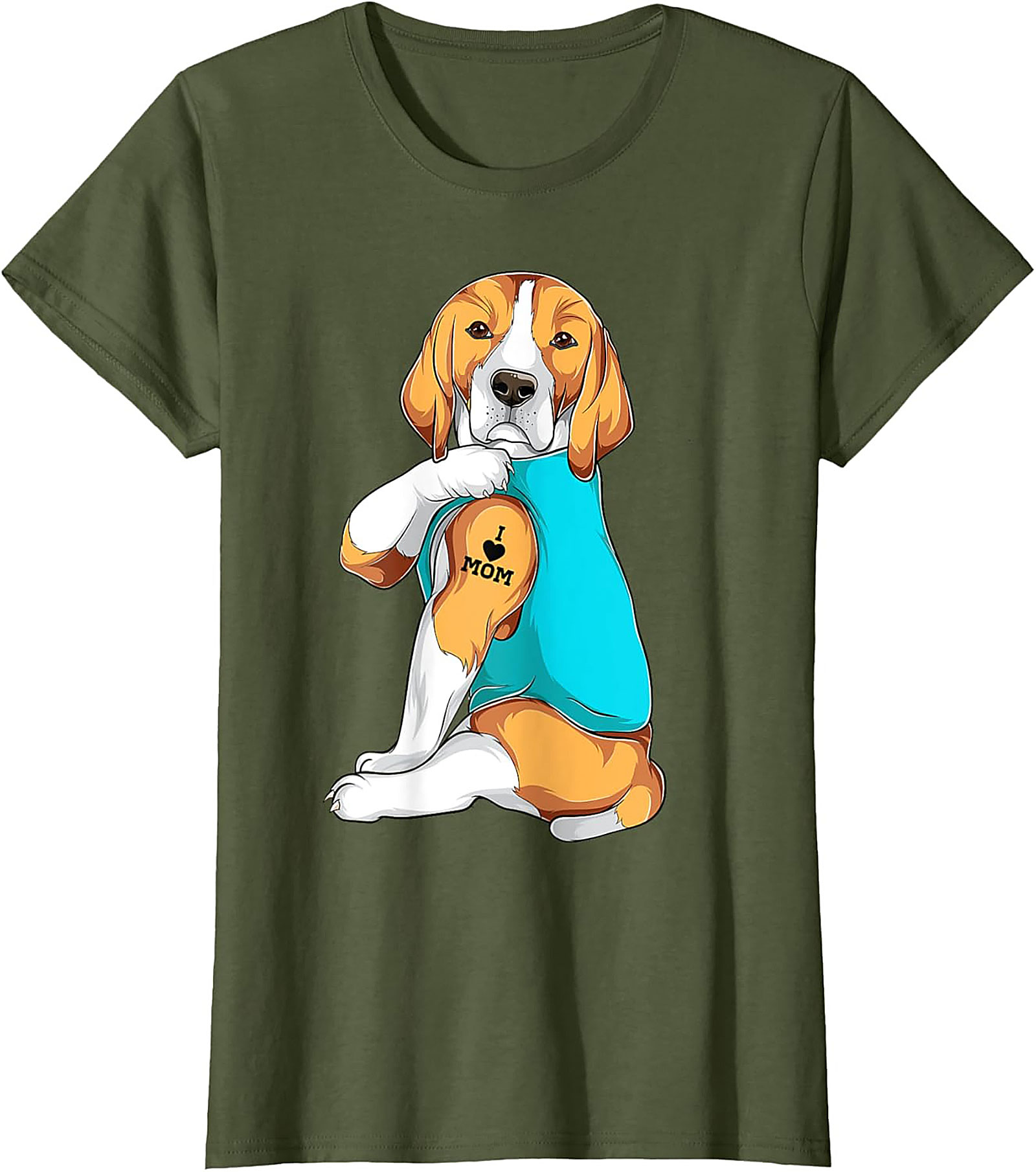Beagle Dog Mom Tattoo Funny Graphic Tee - I Love Mom Shirt