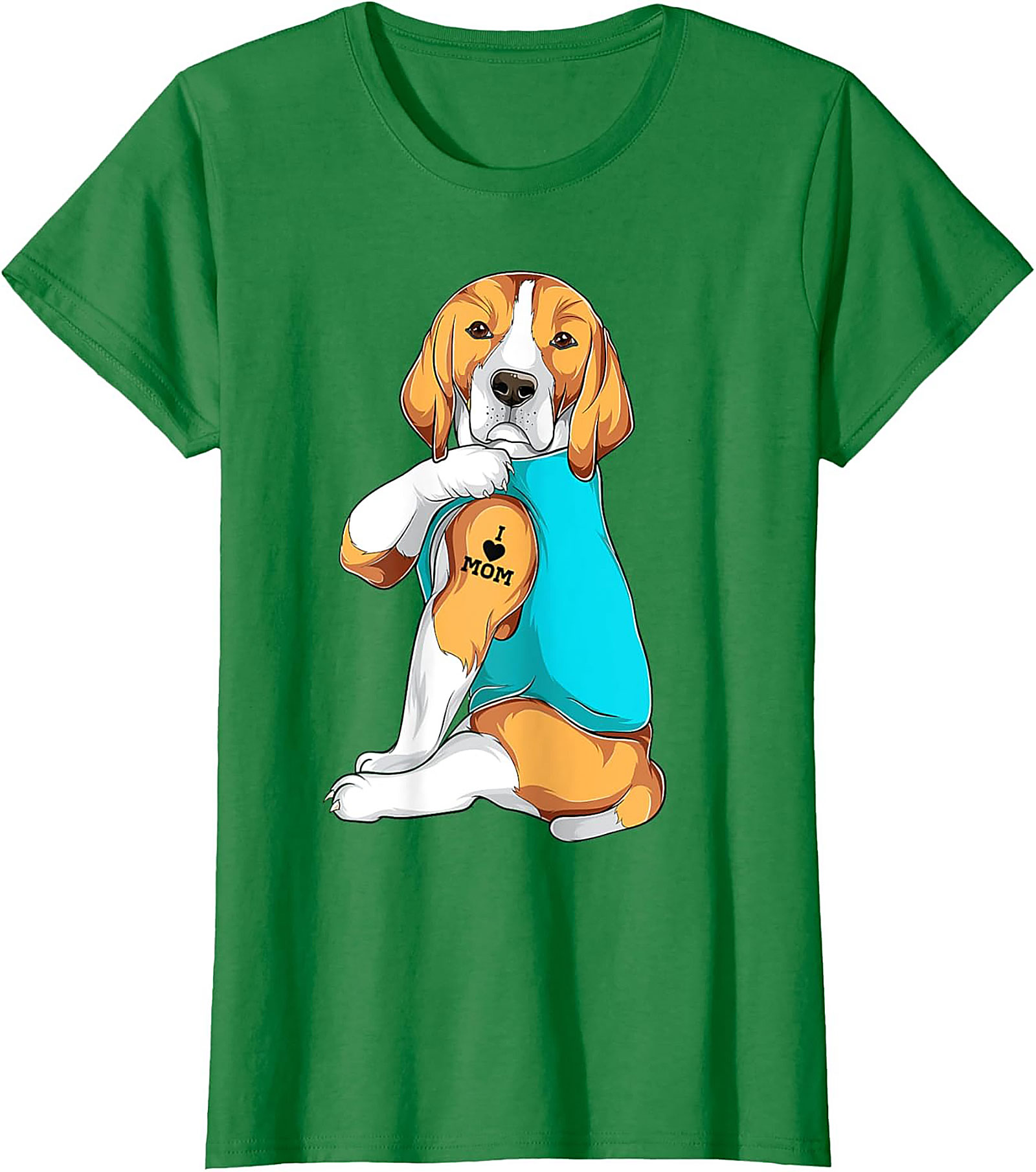 Beagle Dog Mom Tattoo Funny Graphic Tee - I Love Mom Shirt