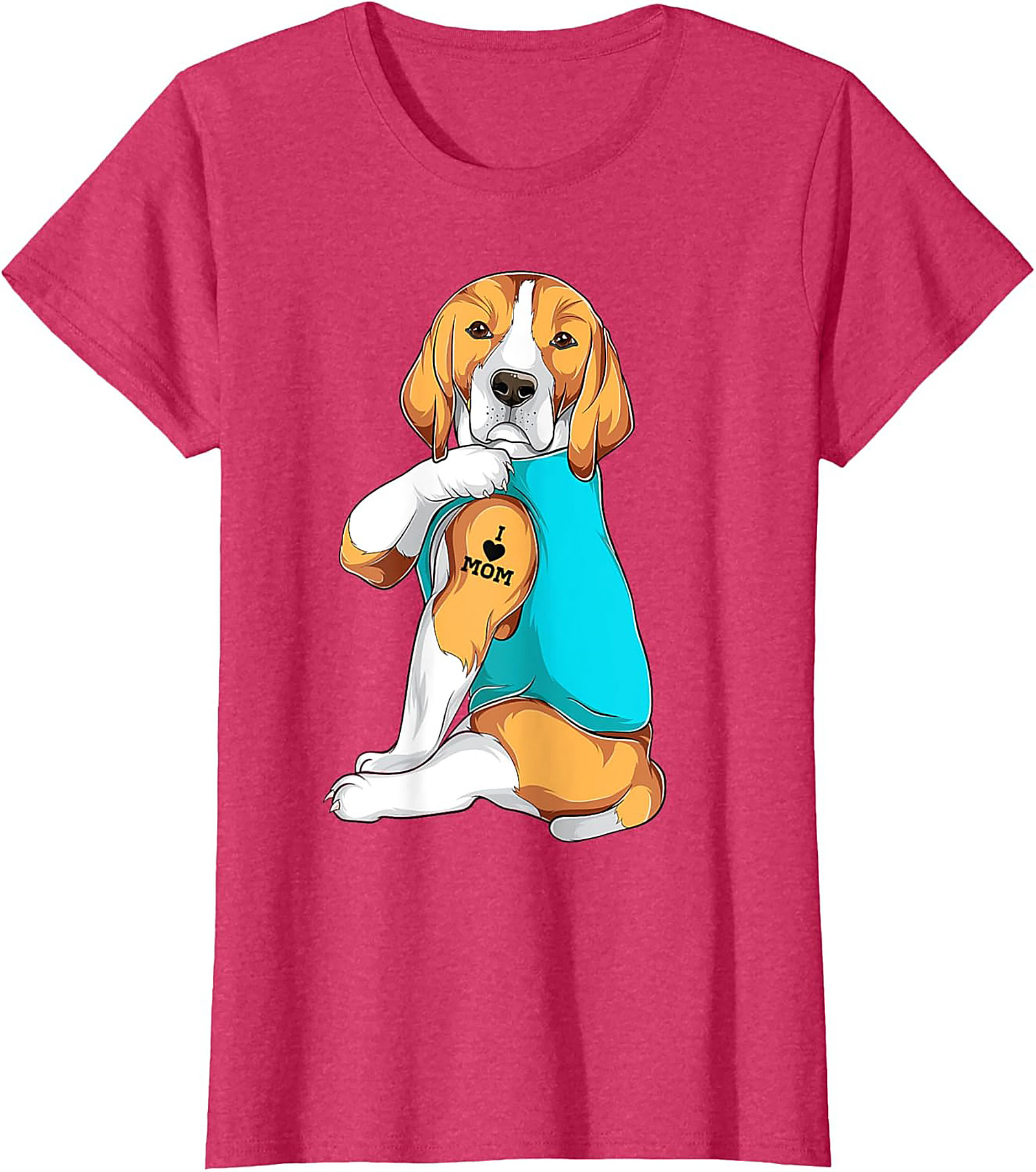 Beagle Dog Mom Tattoo Funny Graphic Tee - I Love Mom Shirt