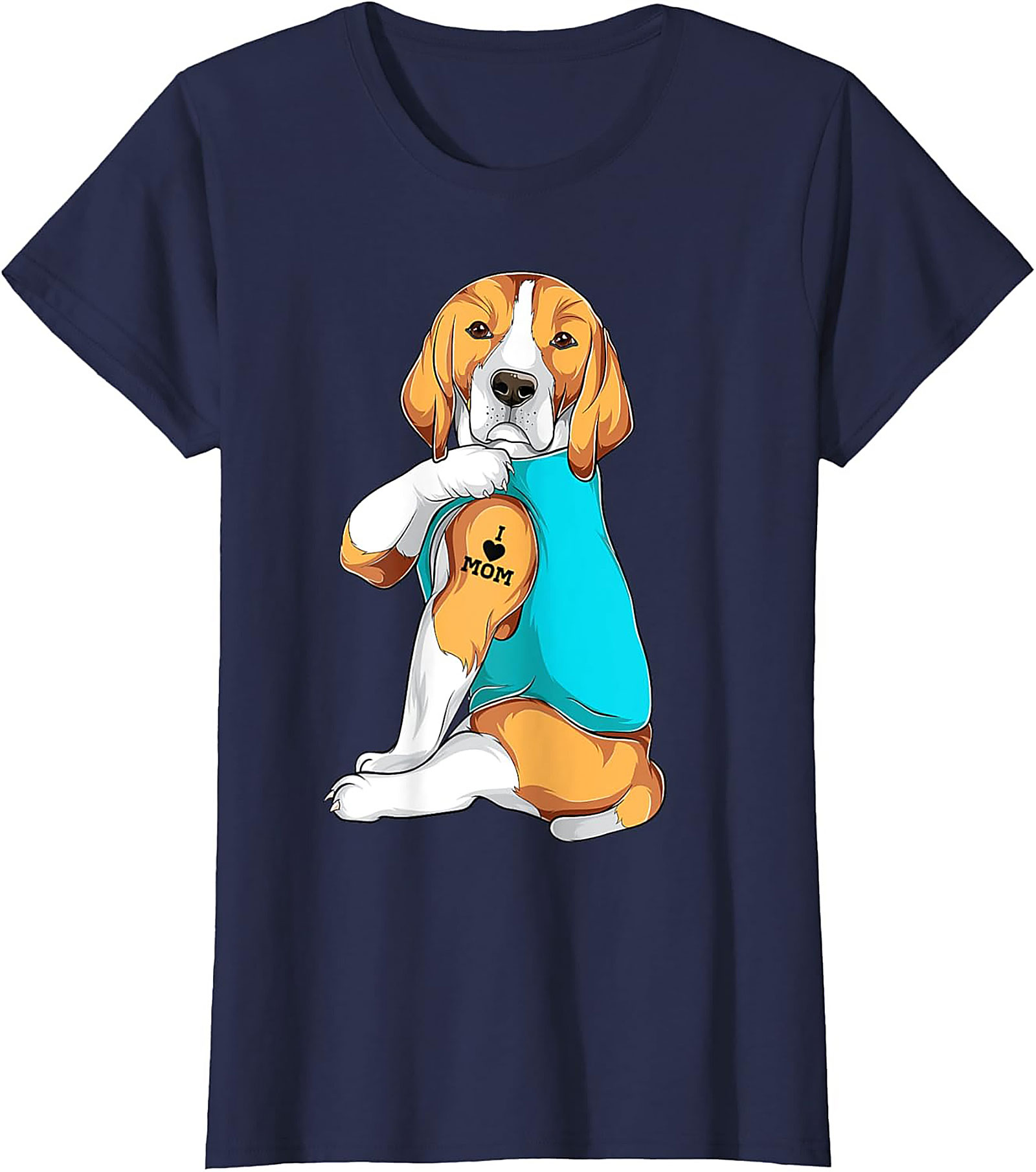 Beagle Dog Mom Tattoo Funny Graphic Tee - I Love Mom Shirt