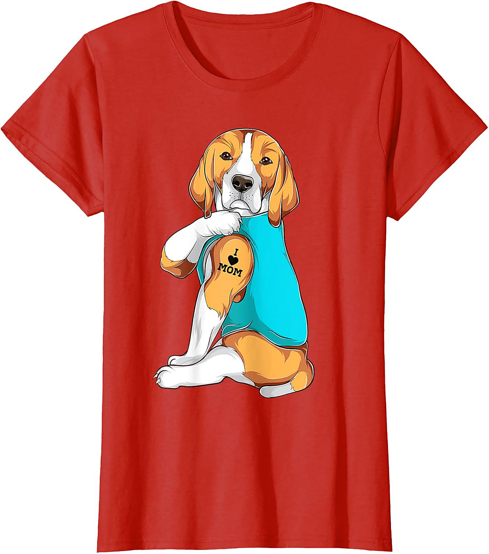 Beagle Dog Mom Tattoo Funny Graphic Tee - I Love Mom Shirt