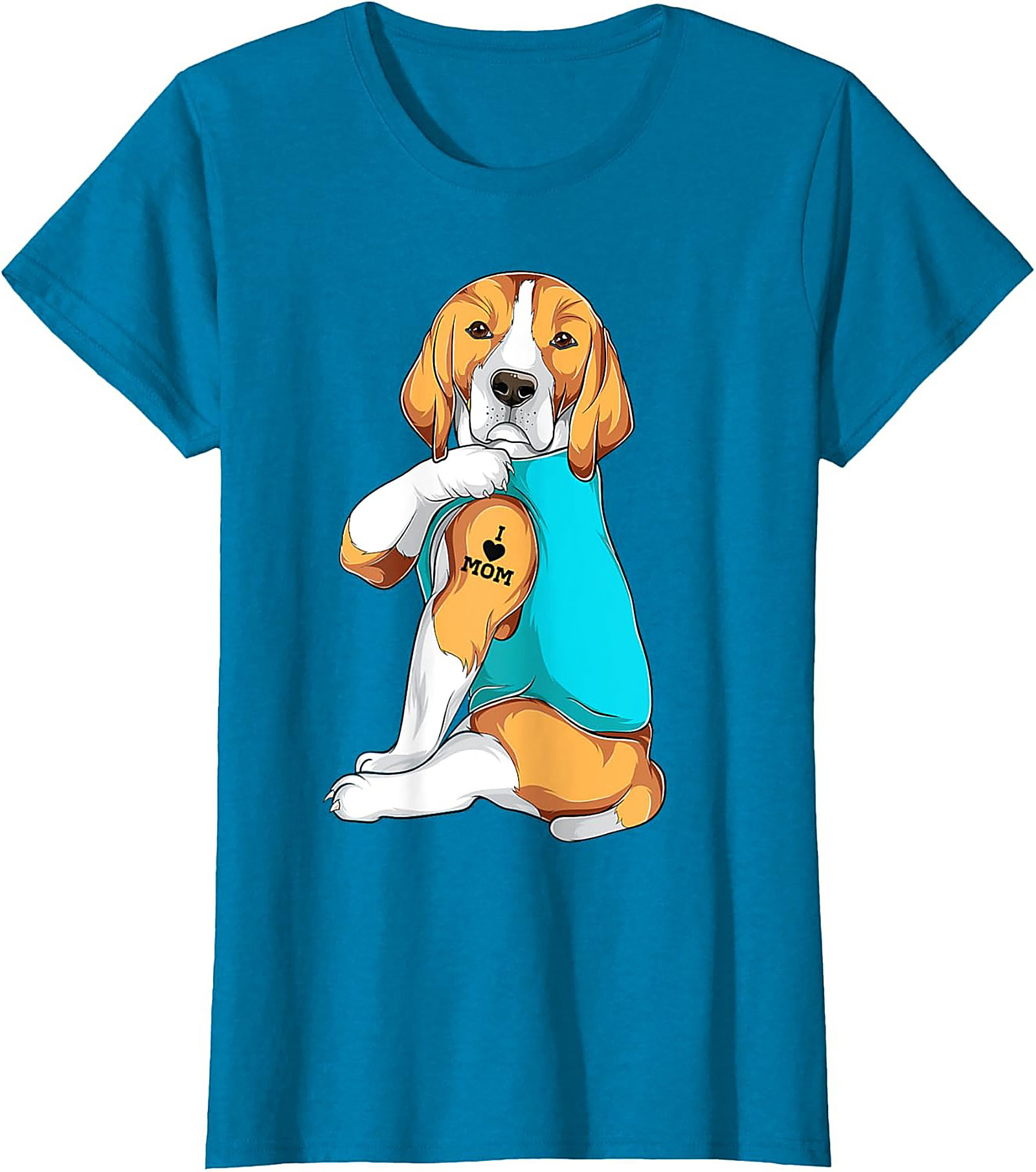 Beagle Dog Mom Tattoo Funny Graphic Tee - I Love Mom Shirt