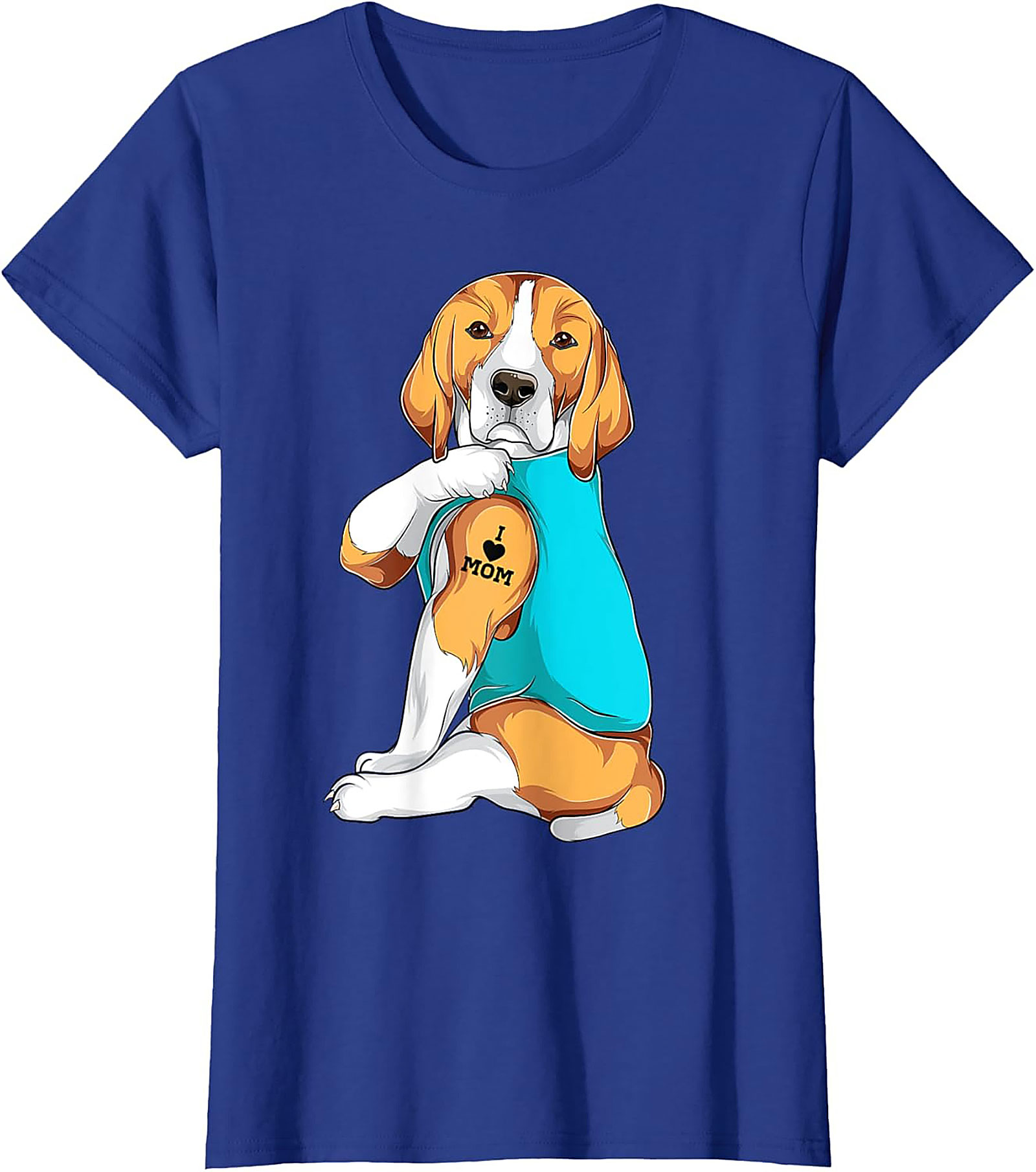 Beagle Dog Mom Tattoo Funny Graphic Tee - I Love Mom Shirt