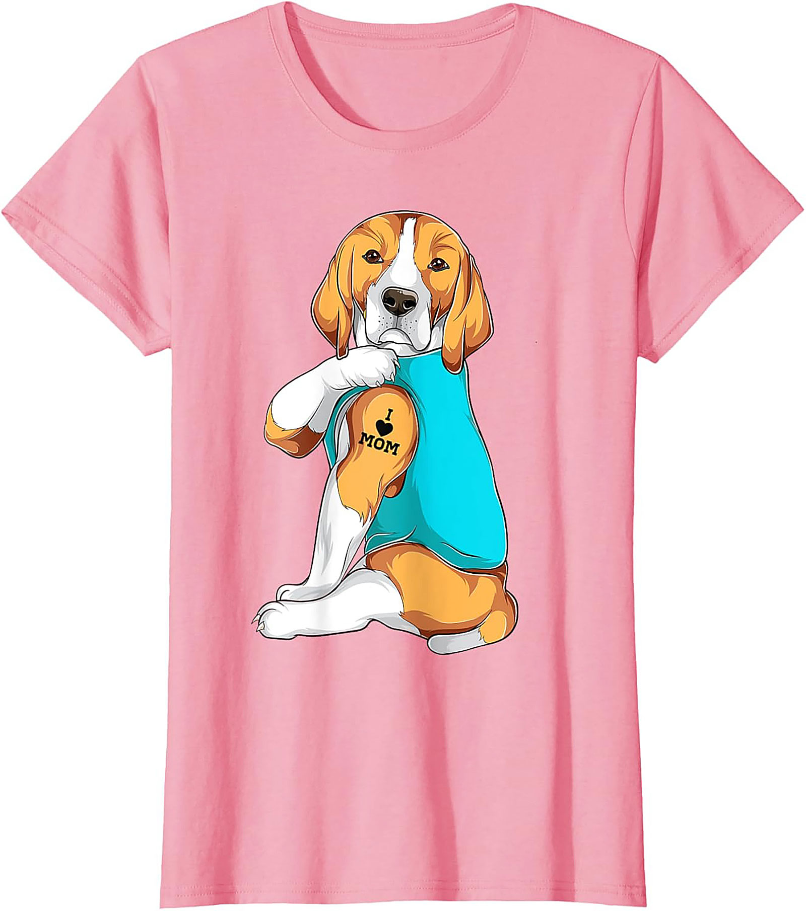 Beagle Dog Mom Tattoo Funny Graphic Tee - I Love Mom Shirt