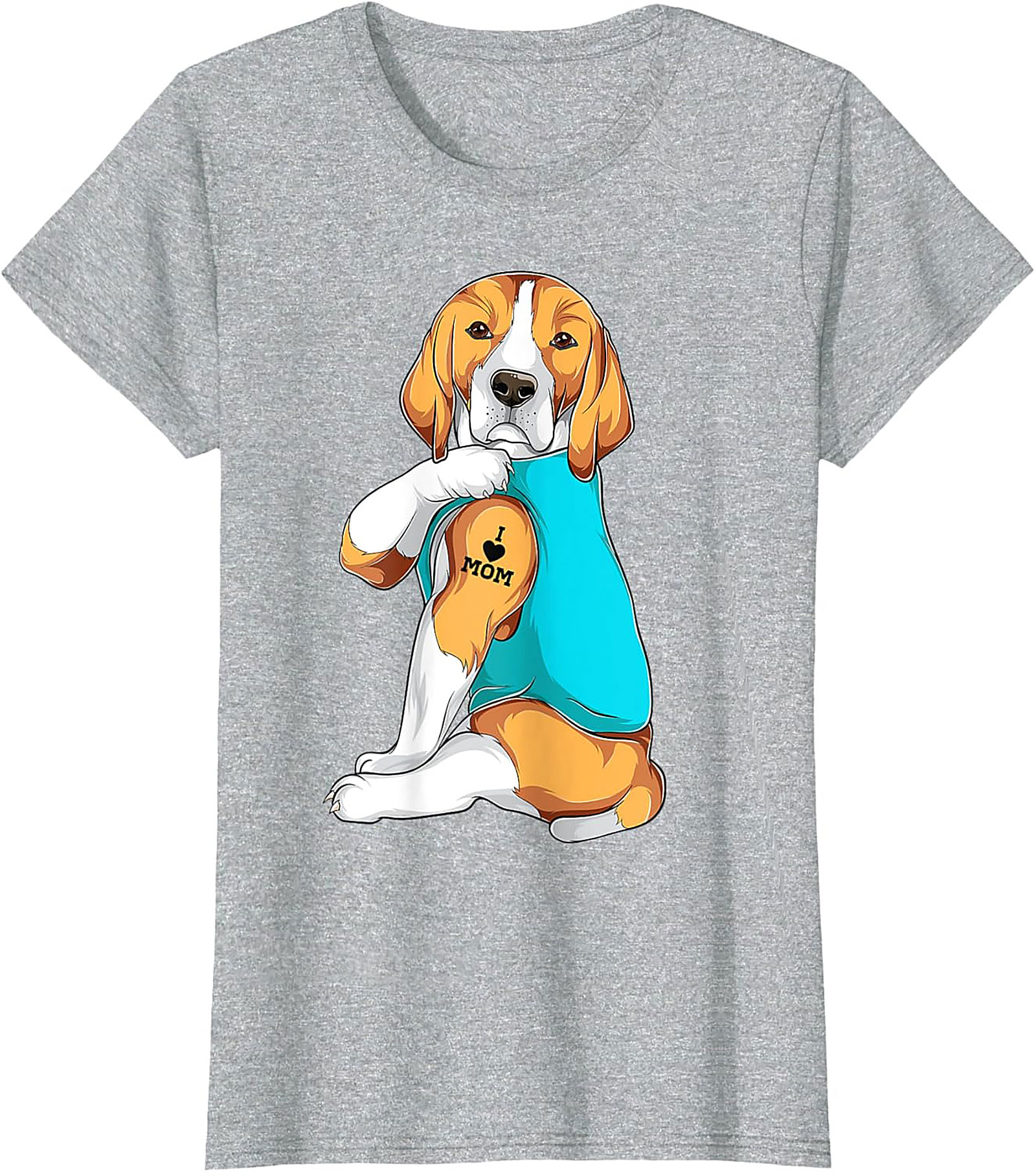 Beagle Dog Mom Tattoo Funny Graphic Tee - I Love Mom Shirt