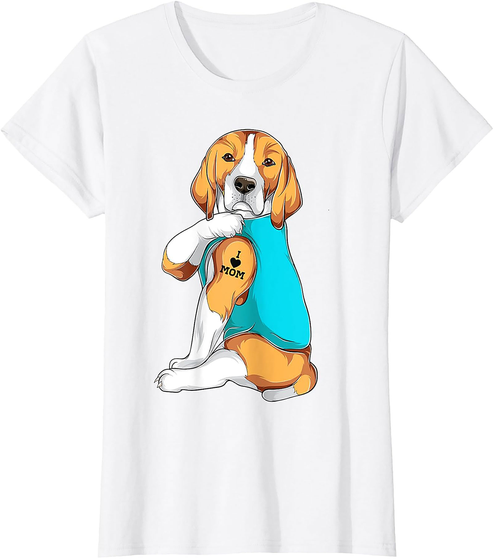 Beagle Dog Mom Tattoo Funny Graphic Tee - I Love Mom Shirt