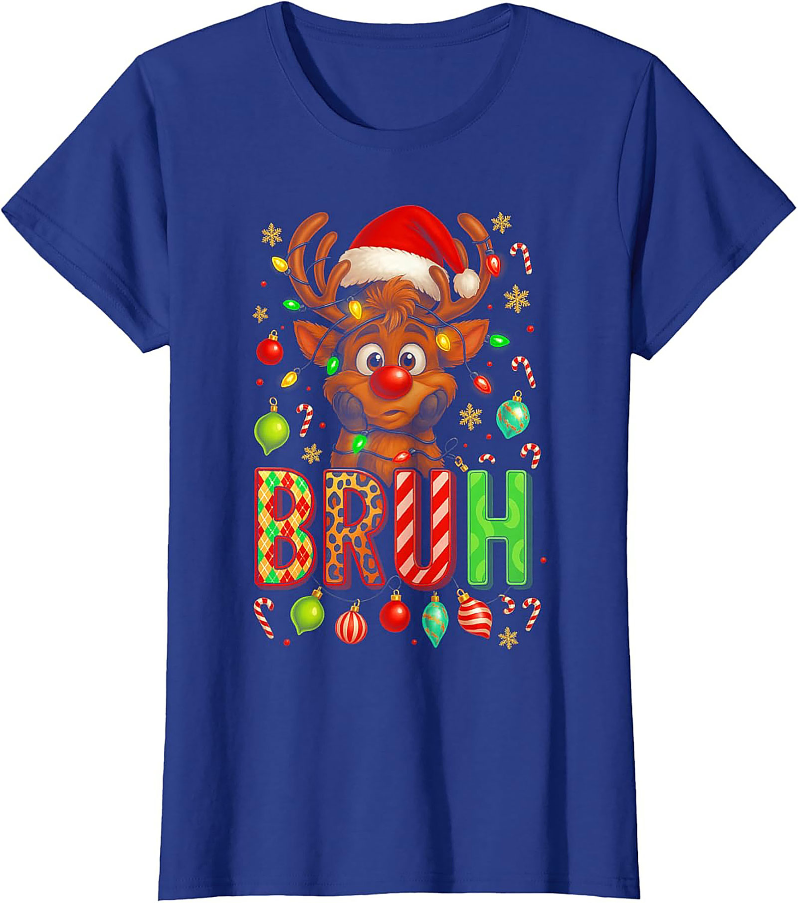  Funny Christmas Bruh Reindeer Graphic Tee Holiday Shirt