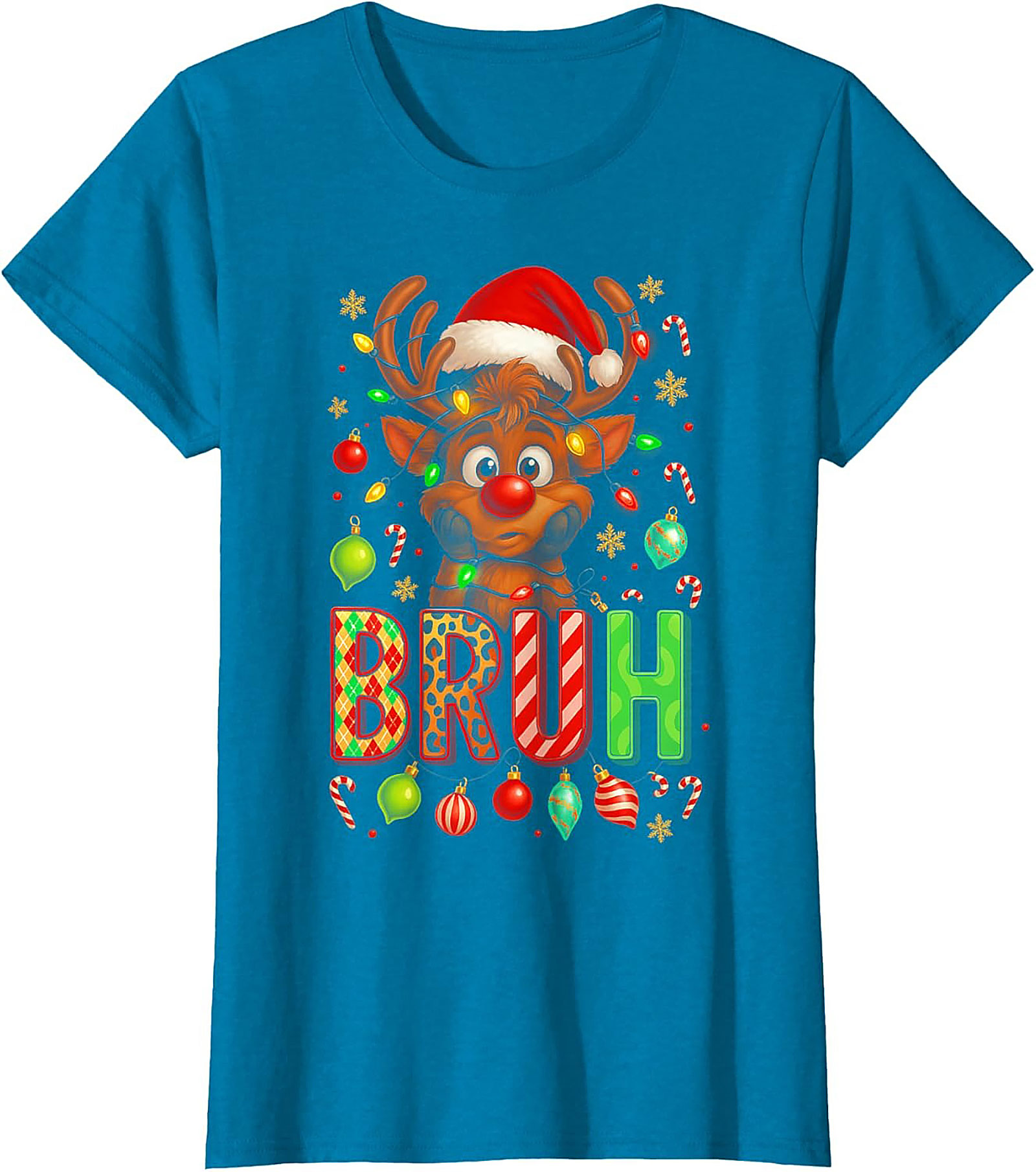  Funny Christmas Bruh Reindeer Graphic Tee Holiday Shirt
