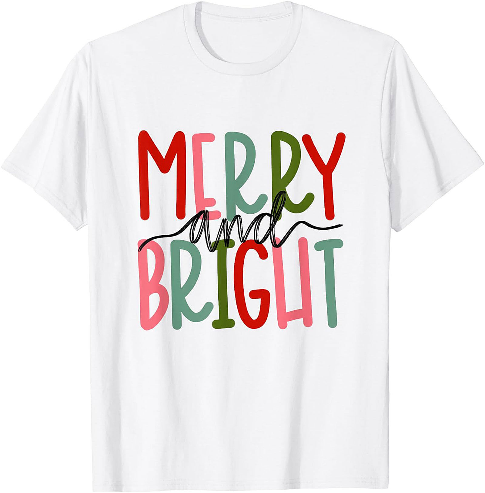 Merry and Bright Christmas T-Shirt Festive Graphic Tee