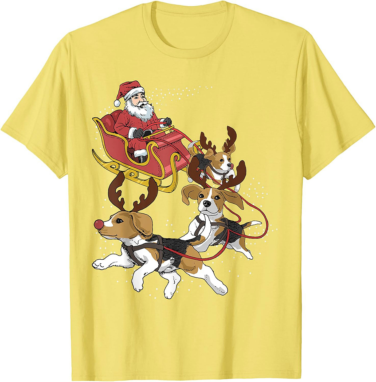 Funny Beagle Christmas T-Shirt | Santa's Sleigh Dog-Powered Graphic Tee