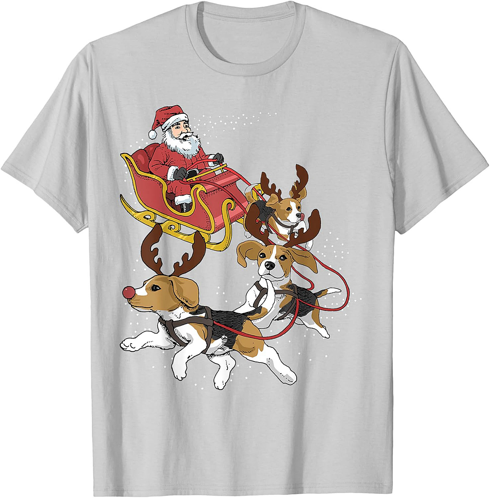 Funny Beagle Christmas T-Shirt | Santa's Sleigh Dog-Powered Graphic Tee