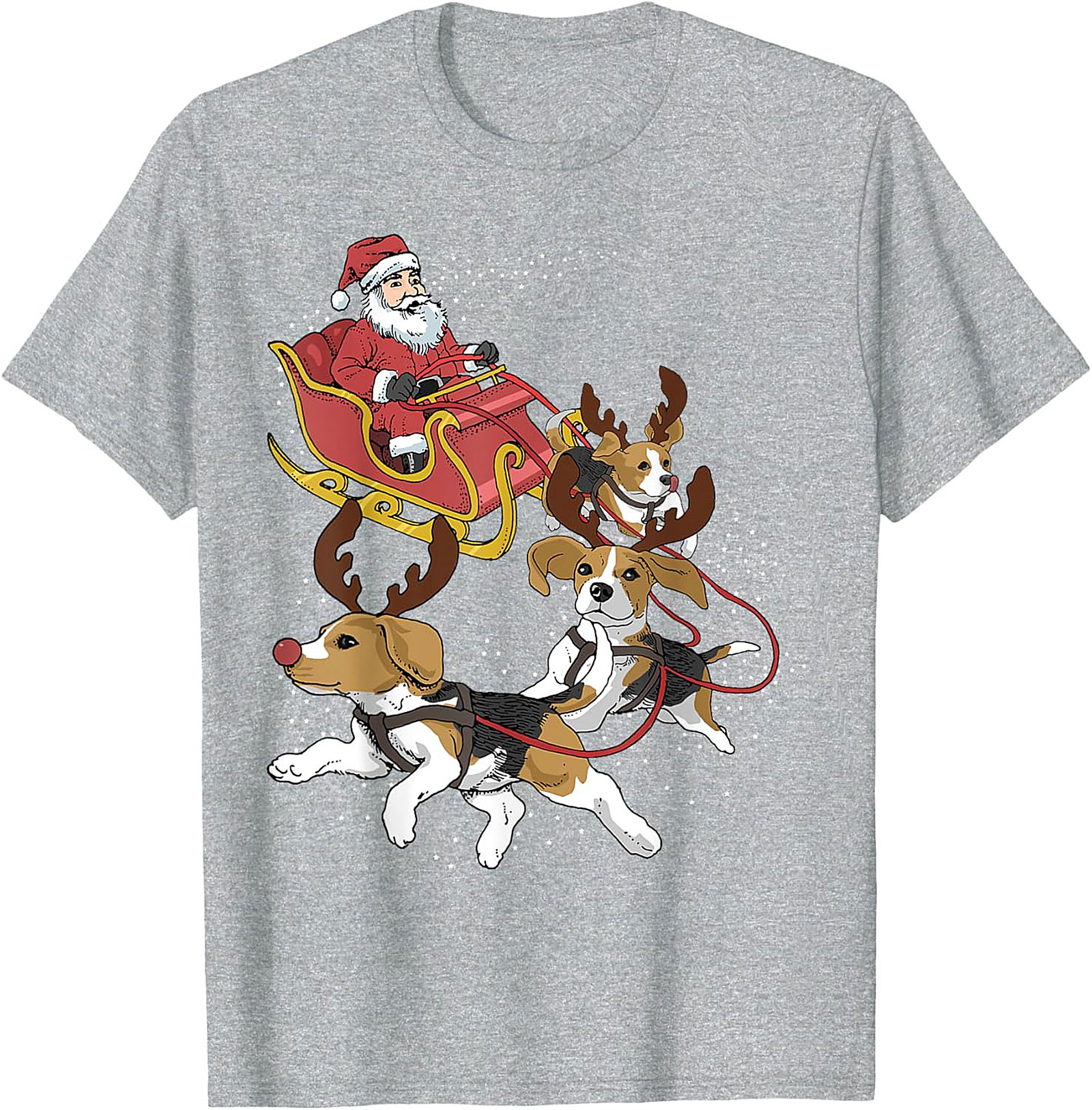 Funny Beagle Christmas T-Shirt | Santa's Sleigh Dog-Powered Graphic Tee