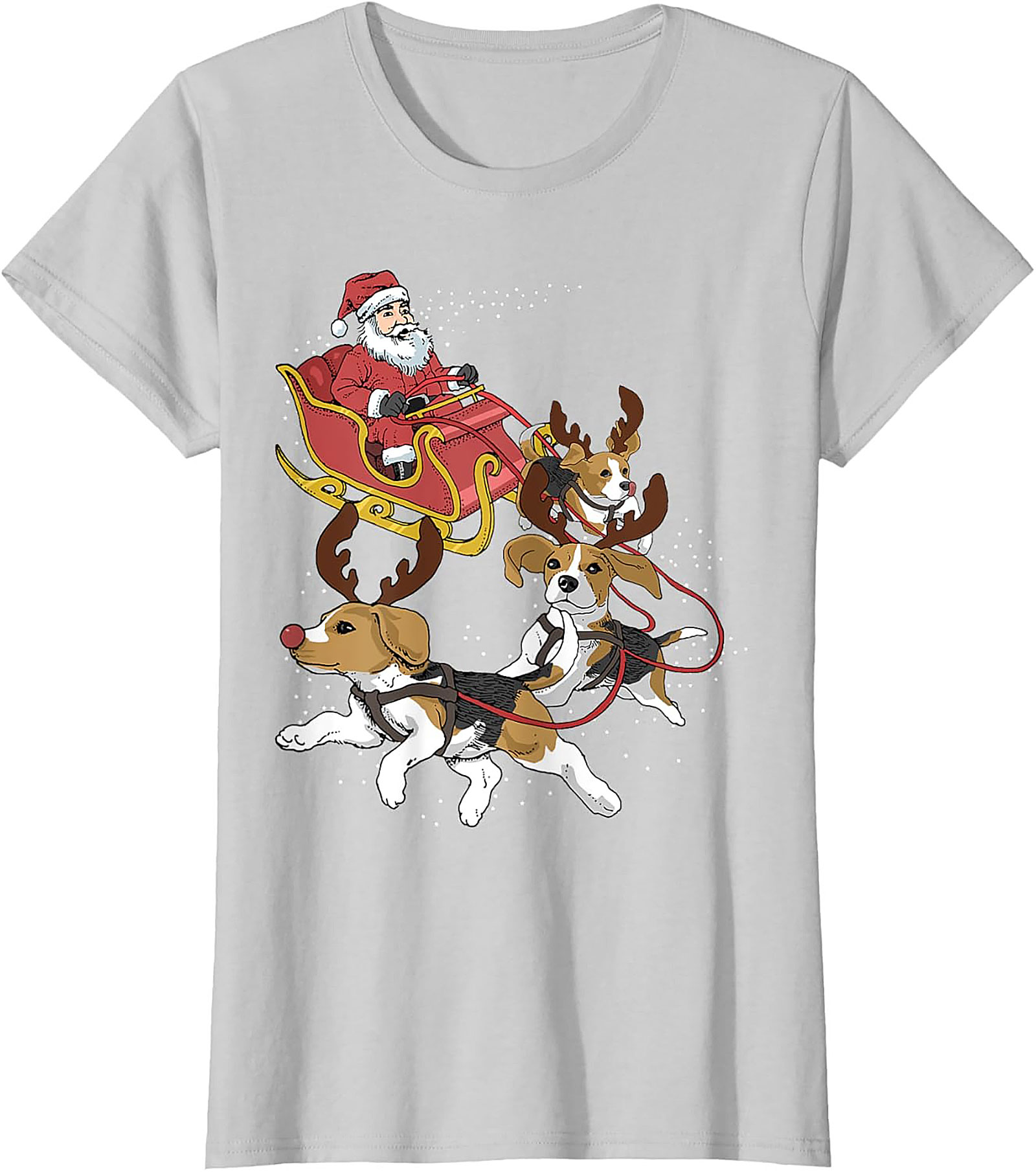 Funny Beagle Christmas T-Shirt | Santa's Sleigh Dog-Powered Graphic Tee
