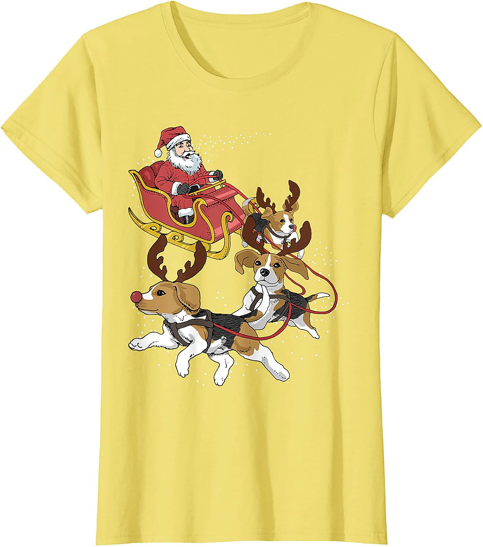 Funny Beagle Christmas T-Shirt | Santa's Sleigh Dog-Powered Graphic Tee
