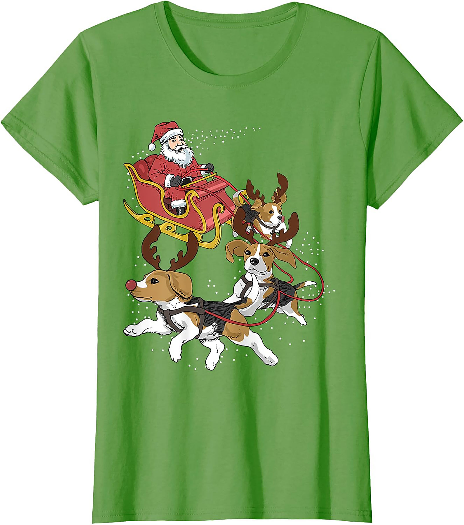 Funny Beagle Christmas T-Shirt | Santa's Sleigh Dog-Powered Graphic Tee