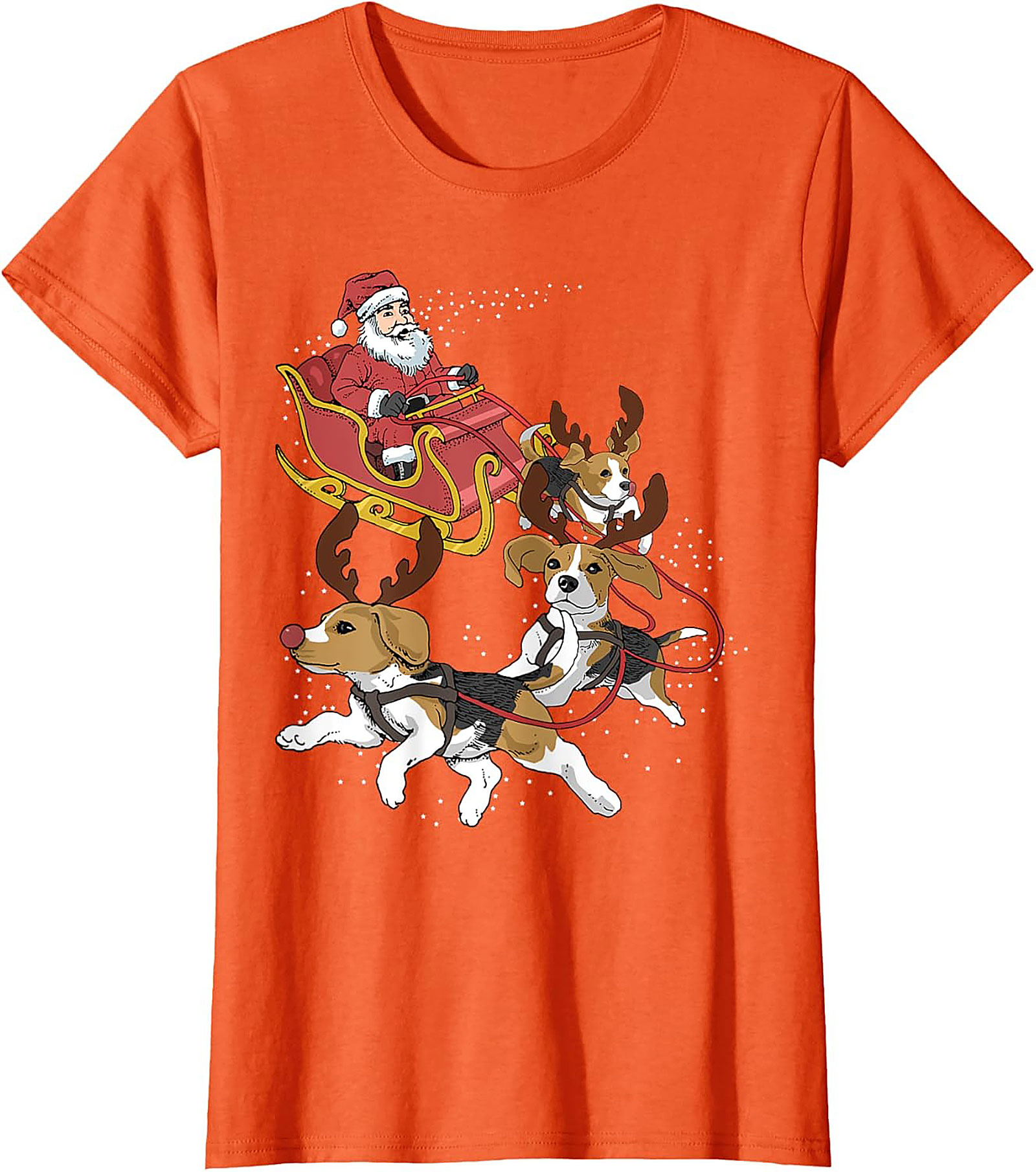 Funny Beagle Christmas T-Shirt | Santa's Sleigh Dog-Powered Graphic Tee