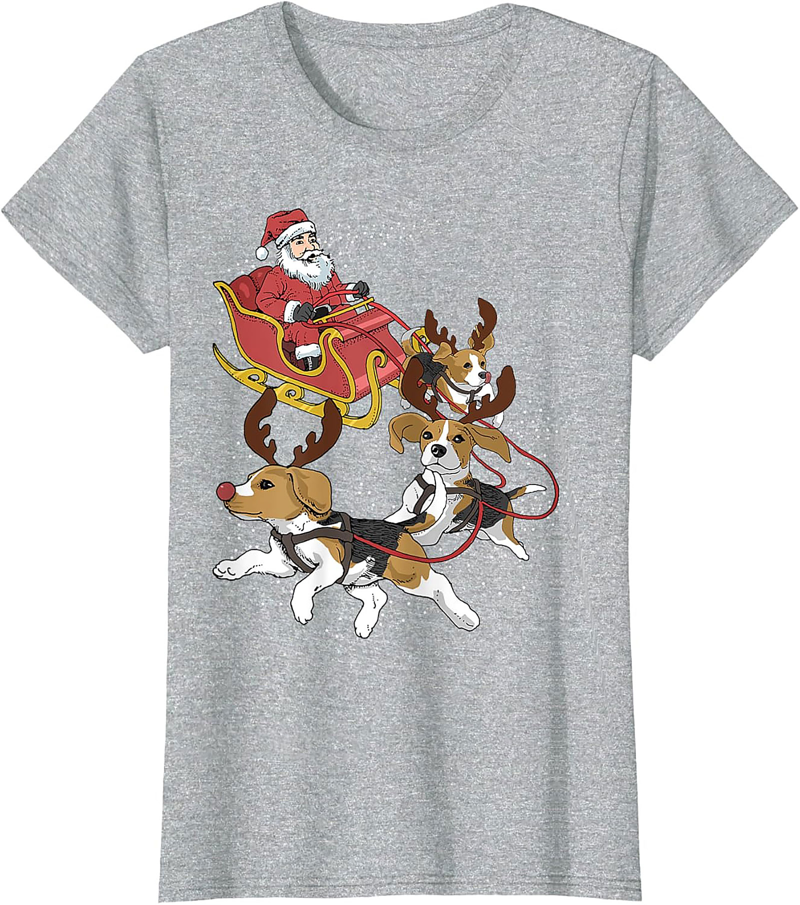 Funny Beagle Christmas T-Shirt | Santa's Sleigh Dog-Powered Graphic Tee