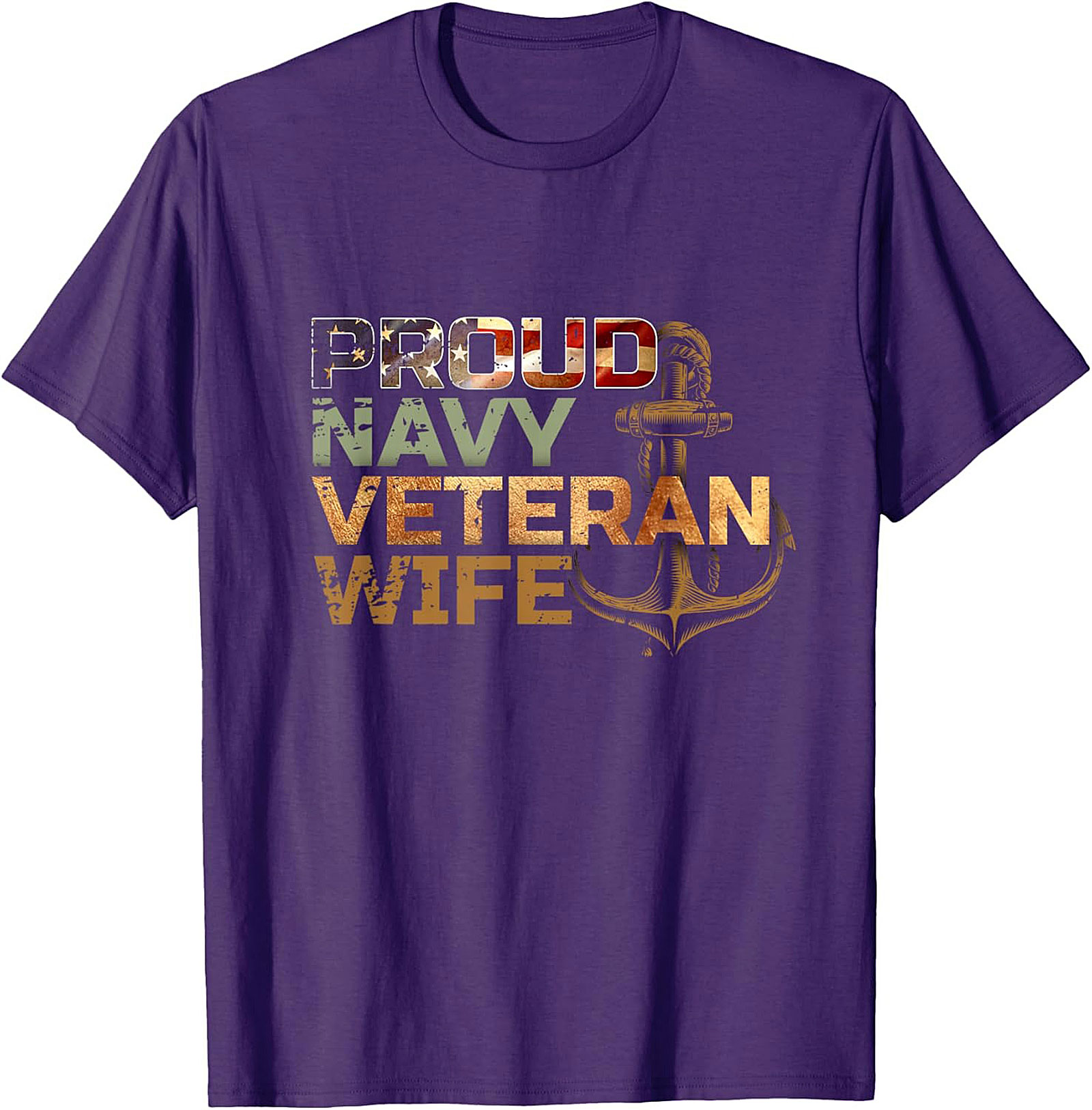 Proud Navy Veteran Wife Graphic Tee | Anchor Shirt Gift