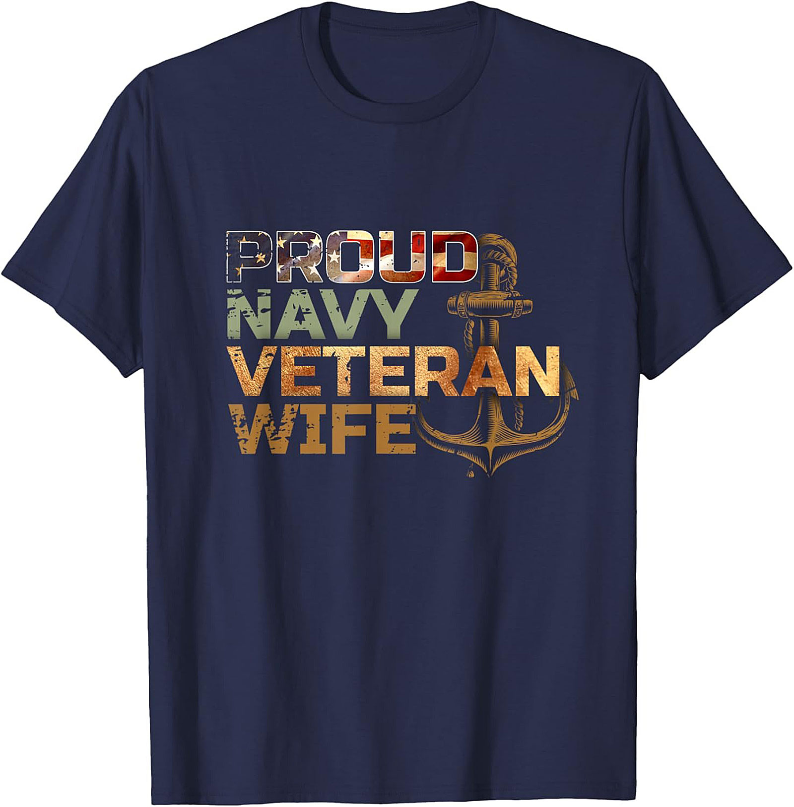 Proud Navy Veteran Wife Graphic Tee | Anchor Shirt Gift