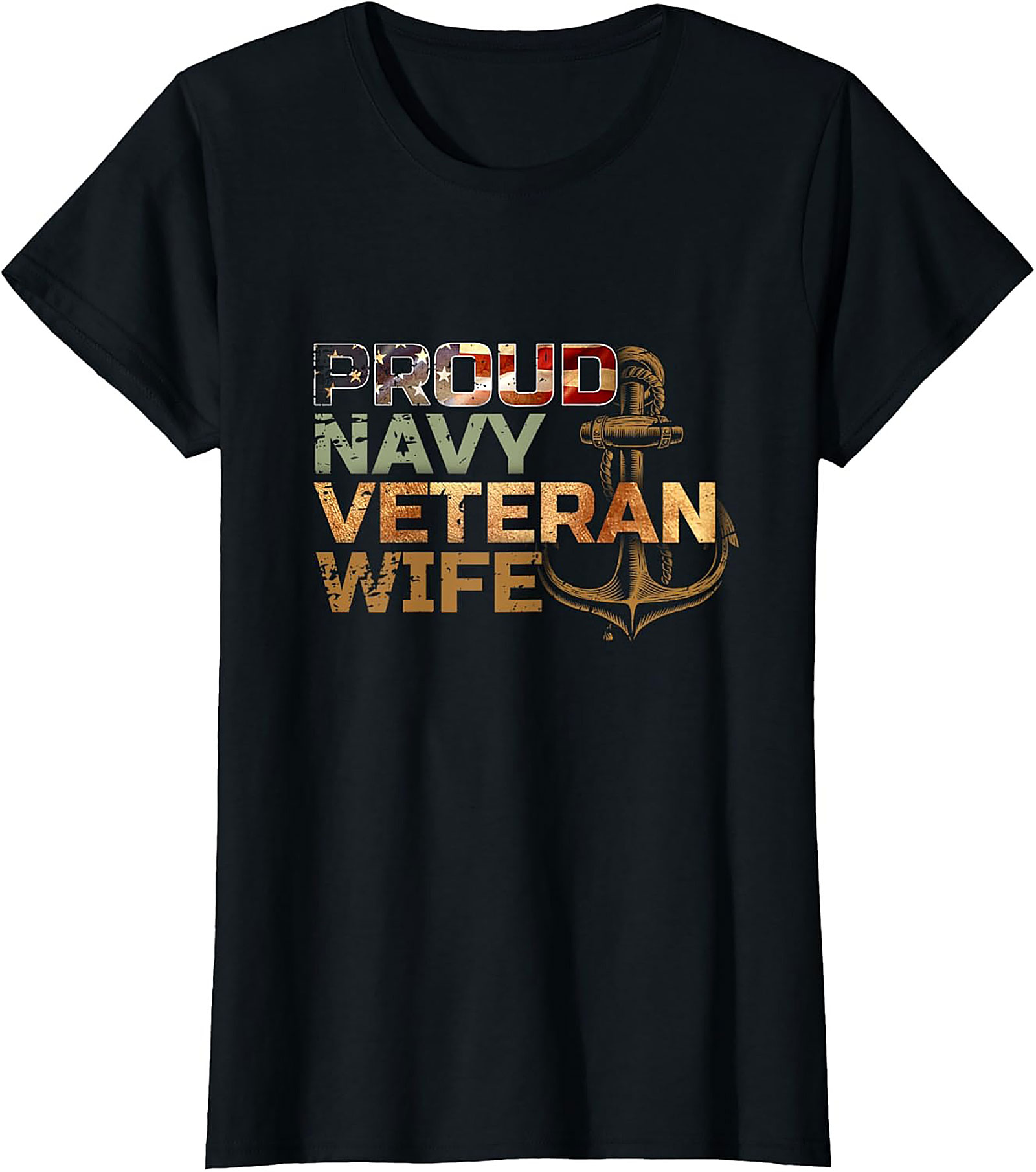 Proud Navy Veteran Wife Graphic Tee | Anchor Shirt Gift