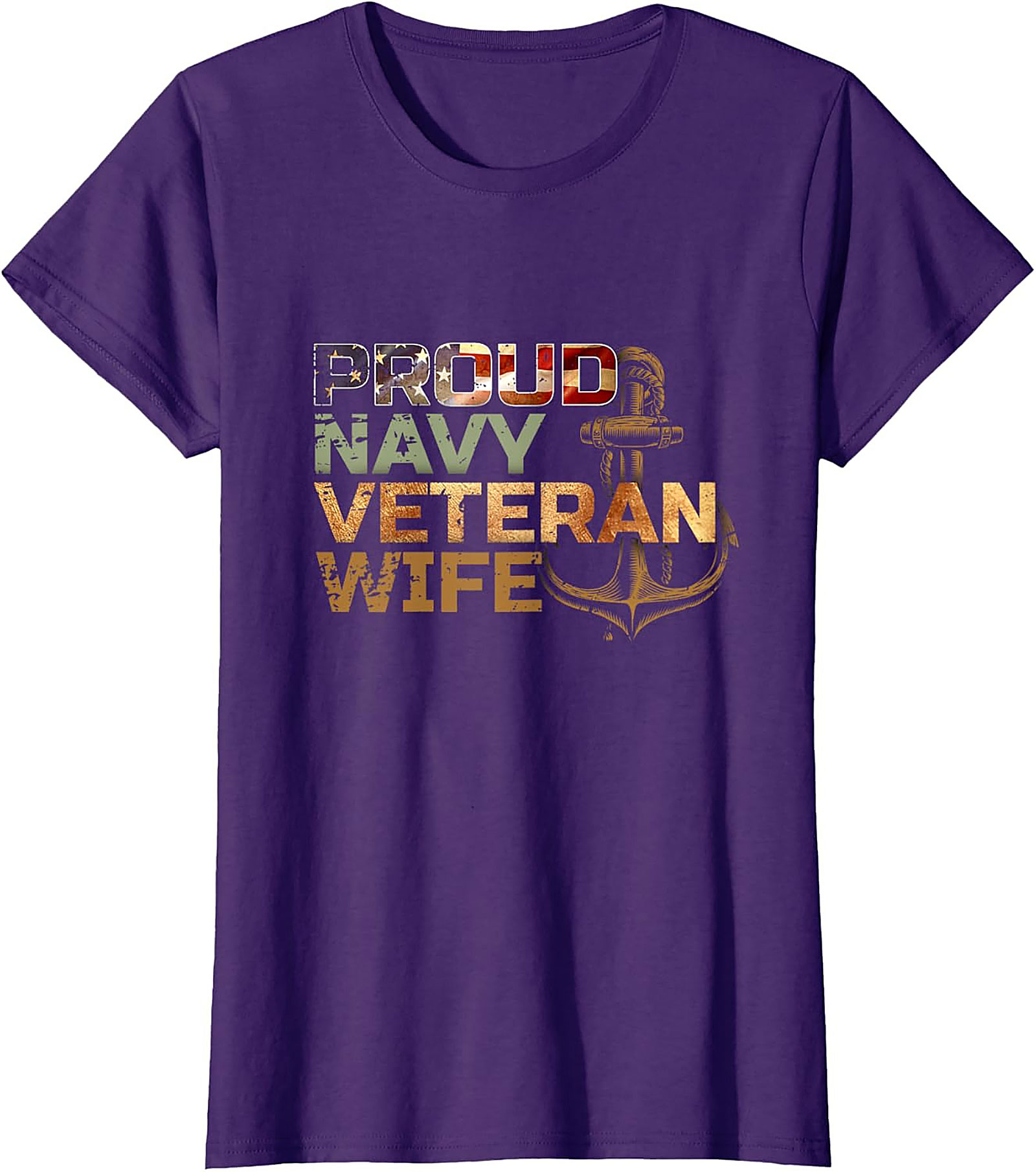 Proud Navy Veteran Wife Graphic Tee | Anchor Shirt Gift