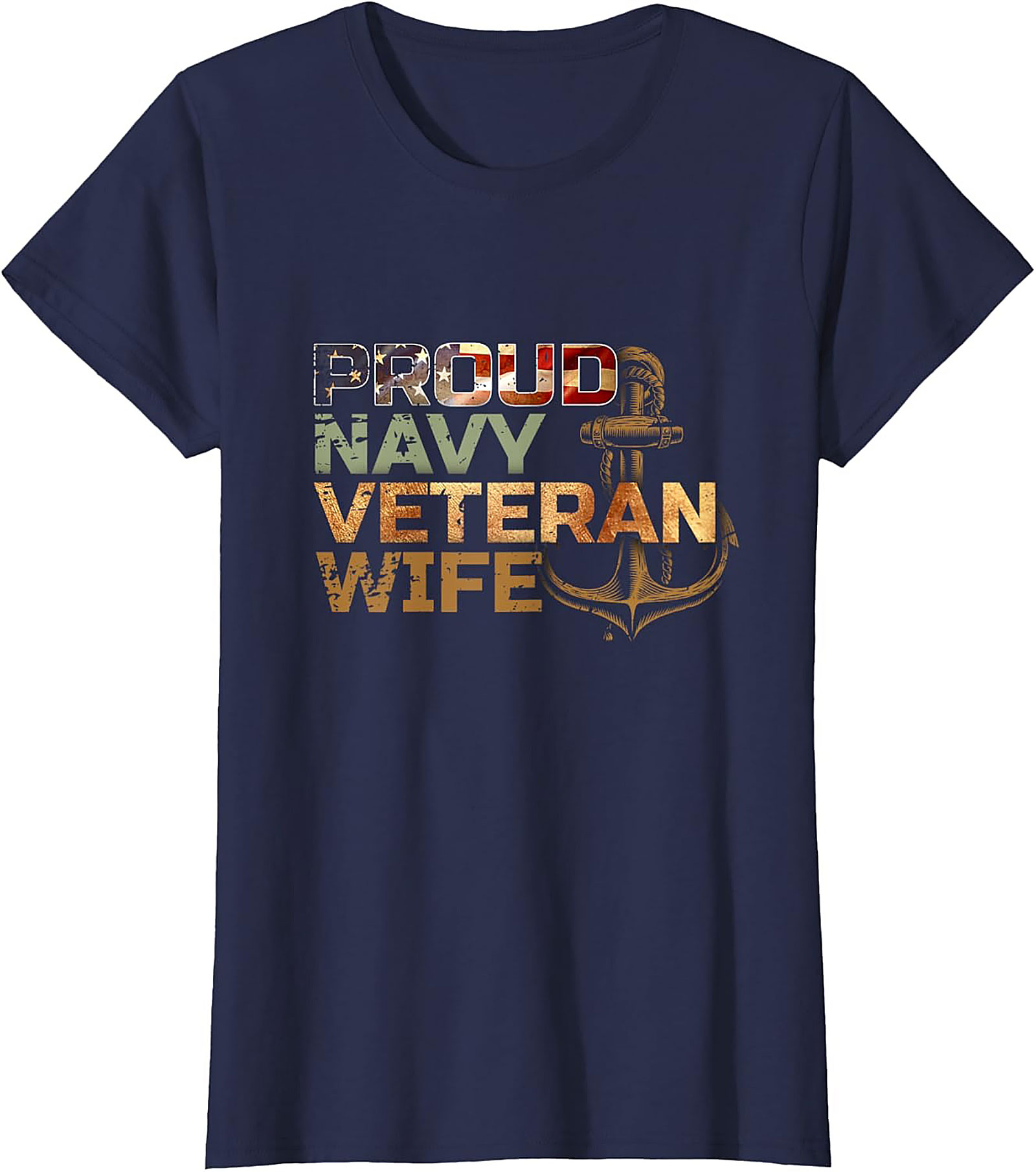 Proud Navy Veteran Wife Graphic Tee | Anchor Shirt Gift