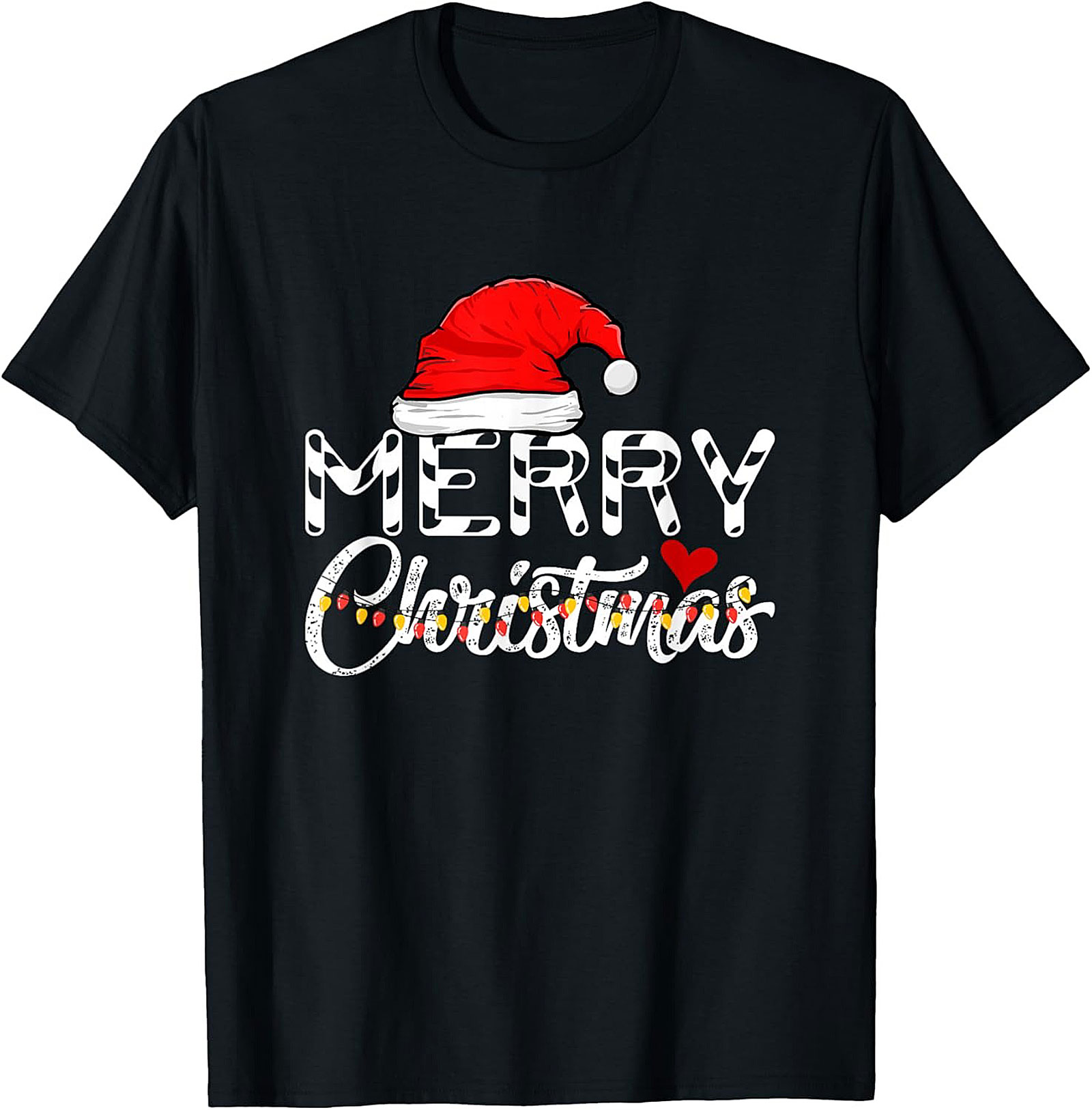  Merry Christmas T-shirt Festive Santa Hat Graphic Tee
