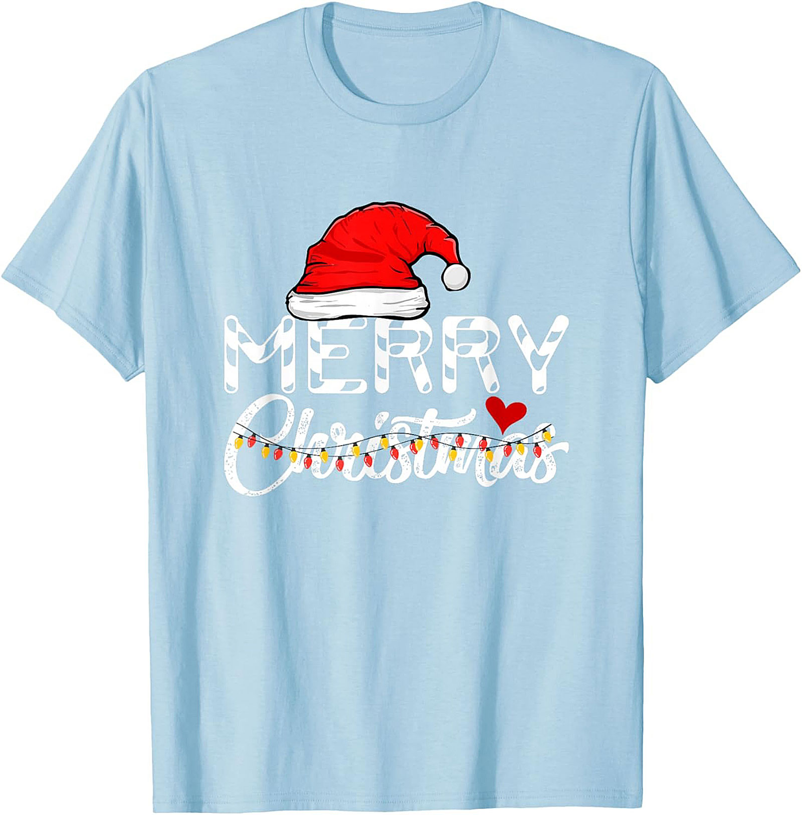  Merry Christmas T-shirt Festive Santa Hat Graphic Tee