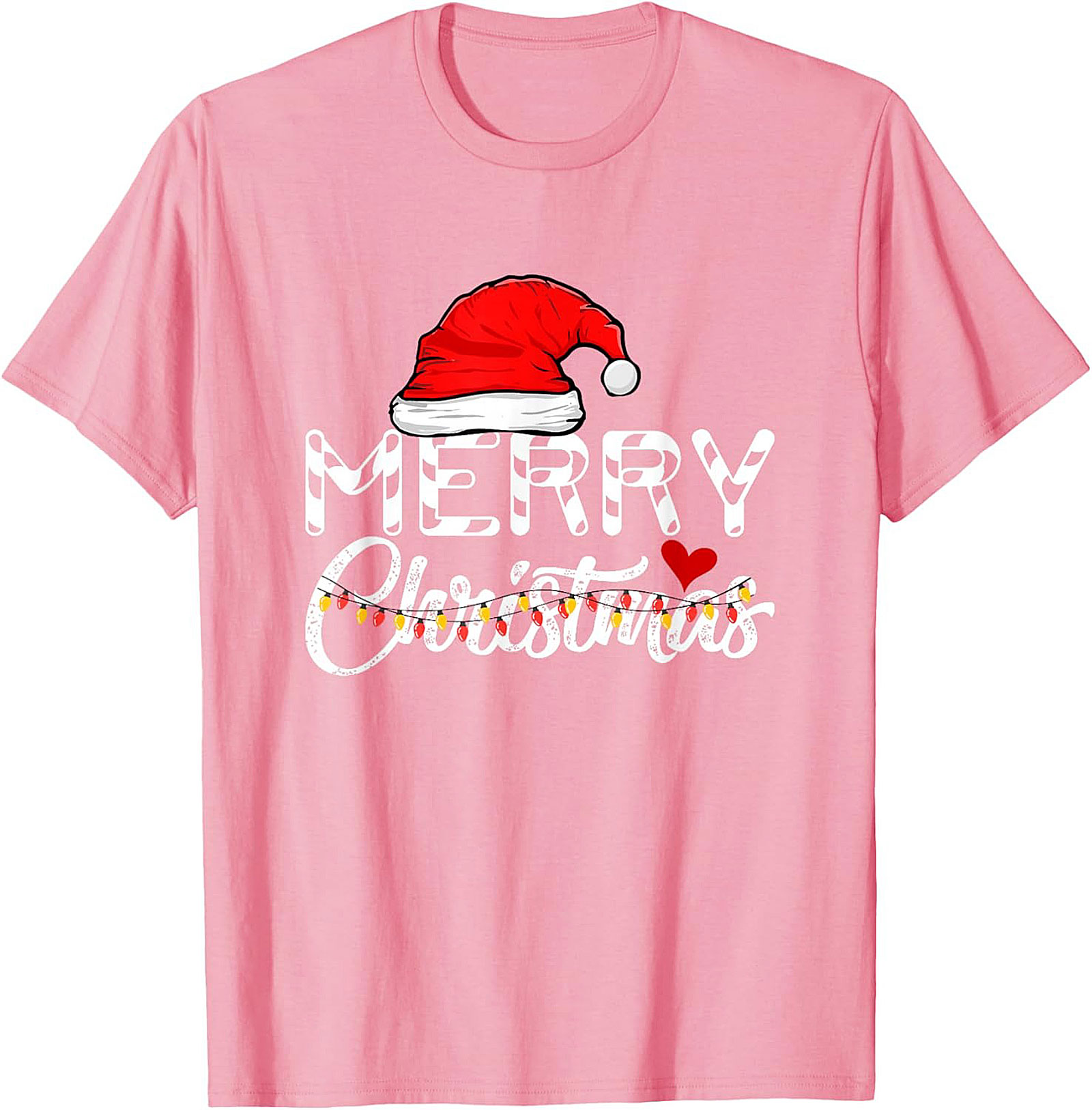  Merry Christmas T-shirt Festive Santa Hat Graphic Tee