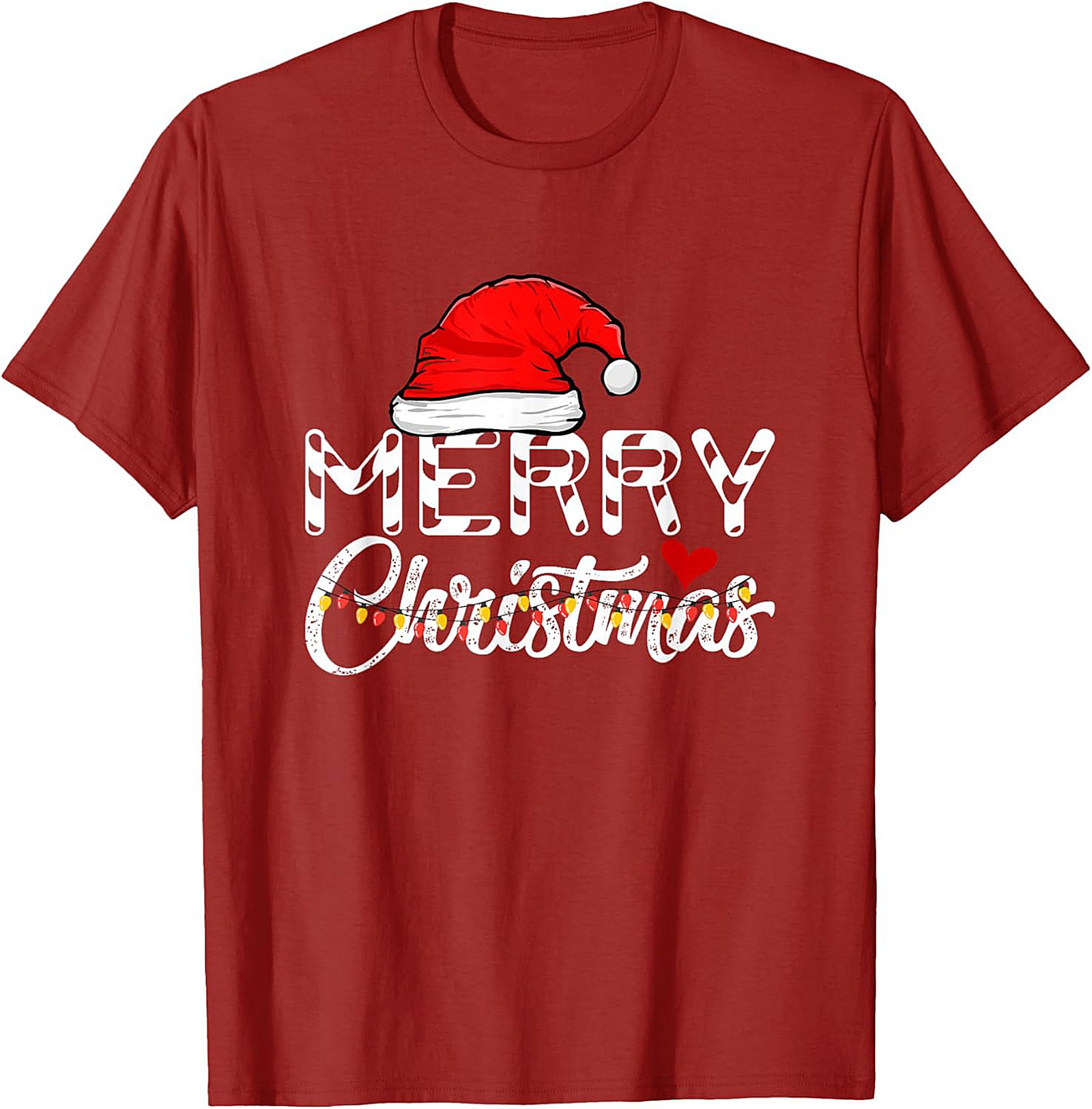  Merry Christmas T-shirt Festive Santa Hat Graphic Tee