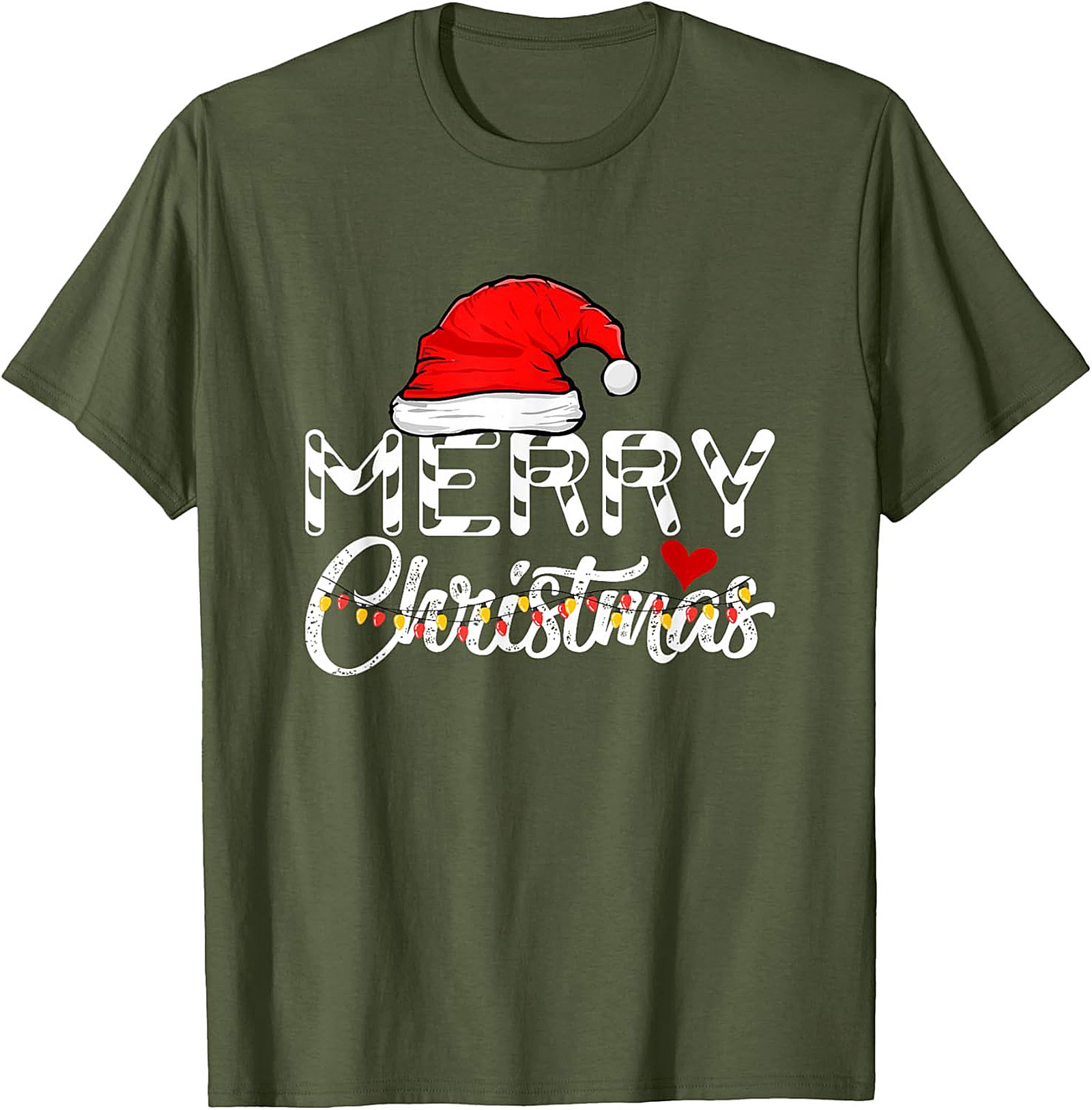  Merry Christmas T-shirt Festive Santa Hat Graphic Tee