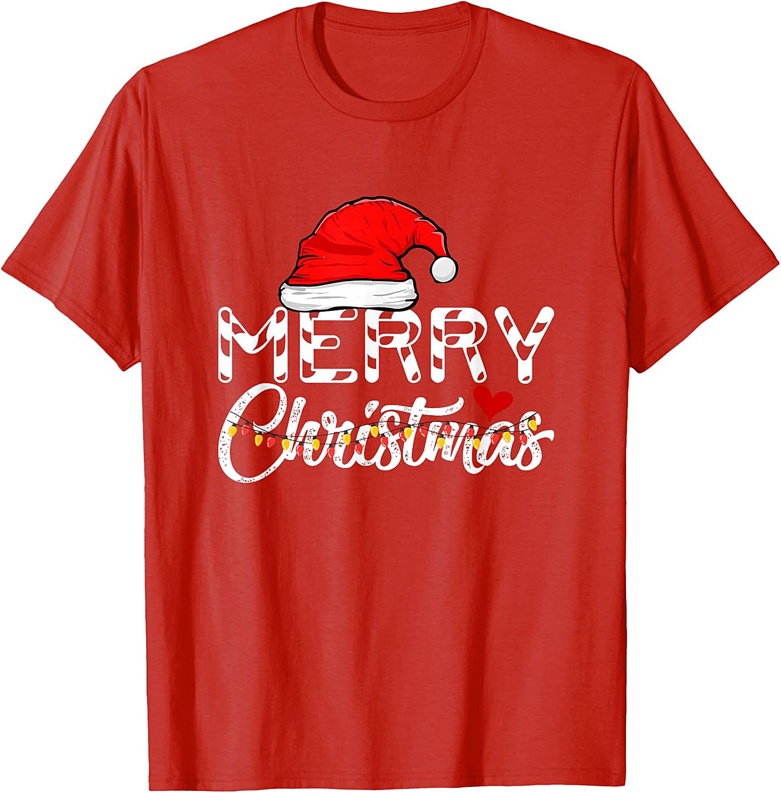  Merry Christmas T-shirt Festive Santa Hat Graphic Tee