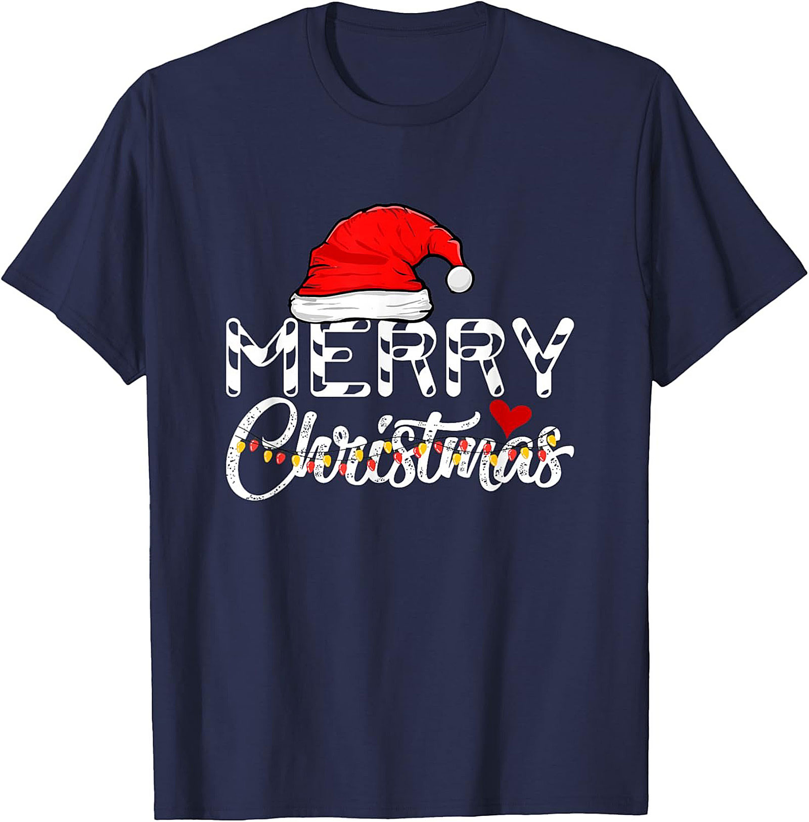  Merry Christmas T-shirt Festive Santa Hat Graphic Tee