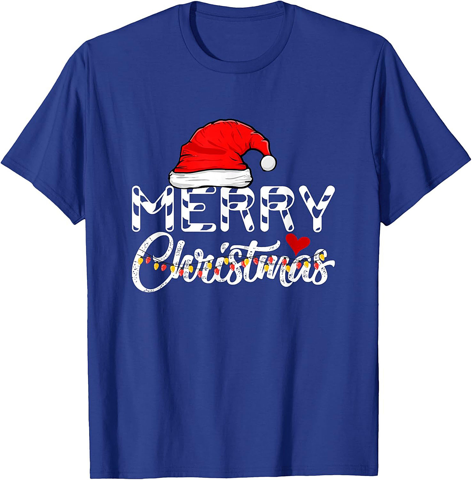  Merry Christmas T-shirt Festive Santa Hat Graphic Tee