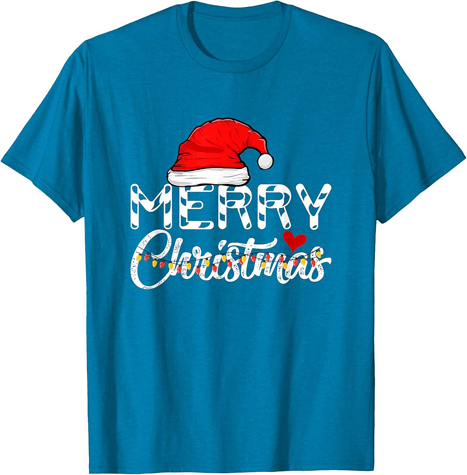  Merry Christmas T-shirt Festive Santa Hat Graphic Tee