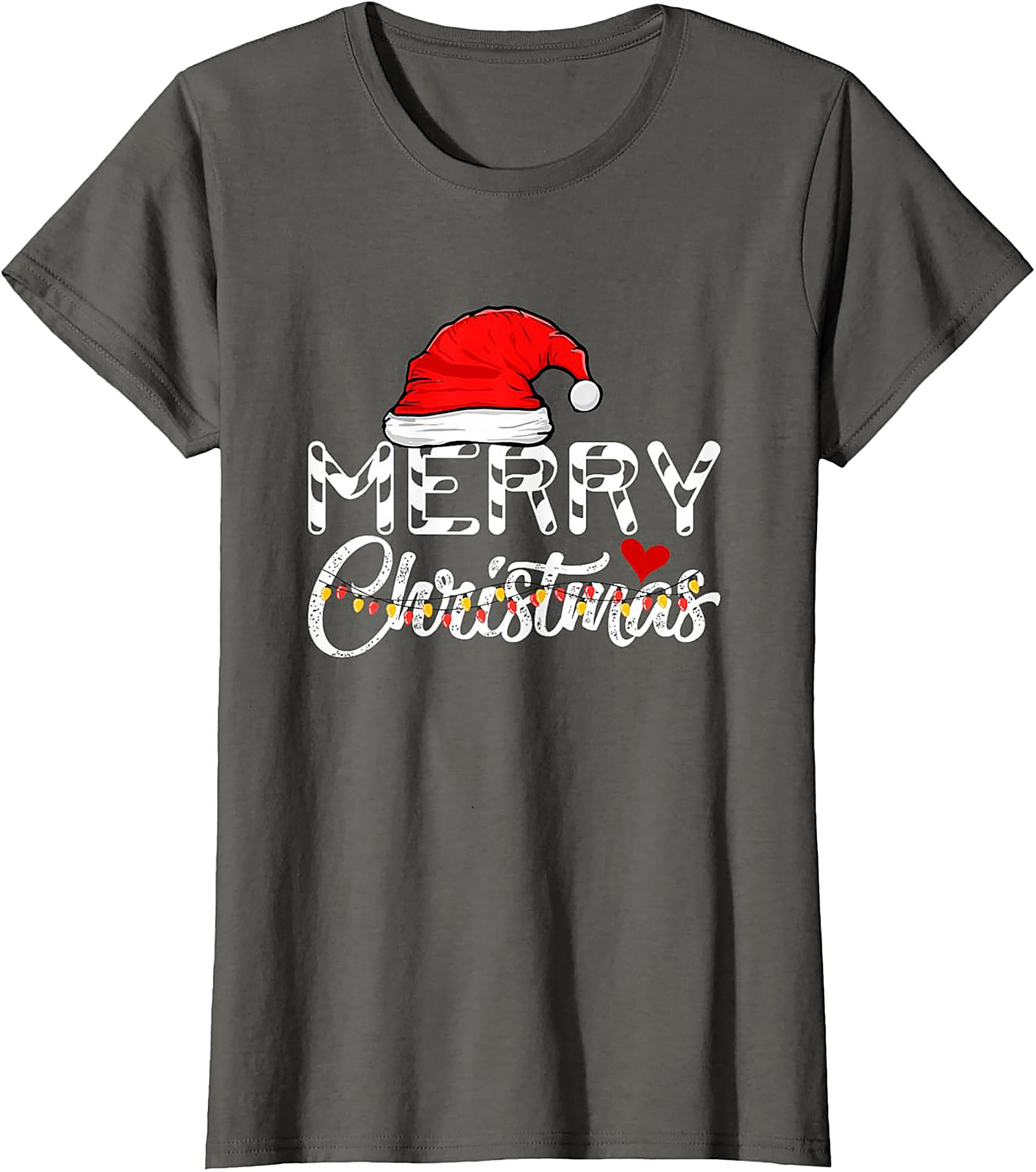  Merry Christmas T-shirt Festive Santa Hat Graphic Tee
